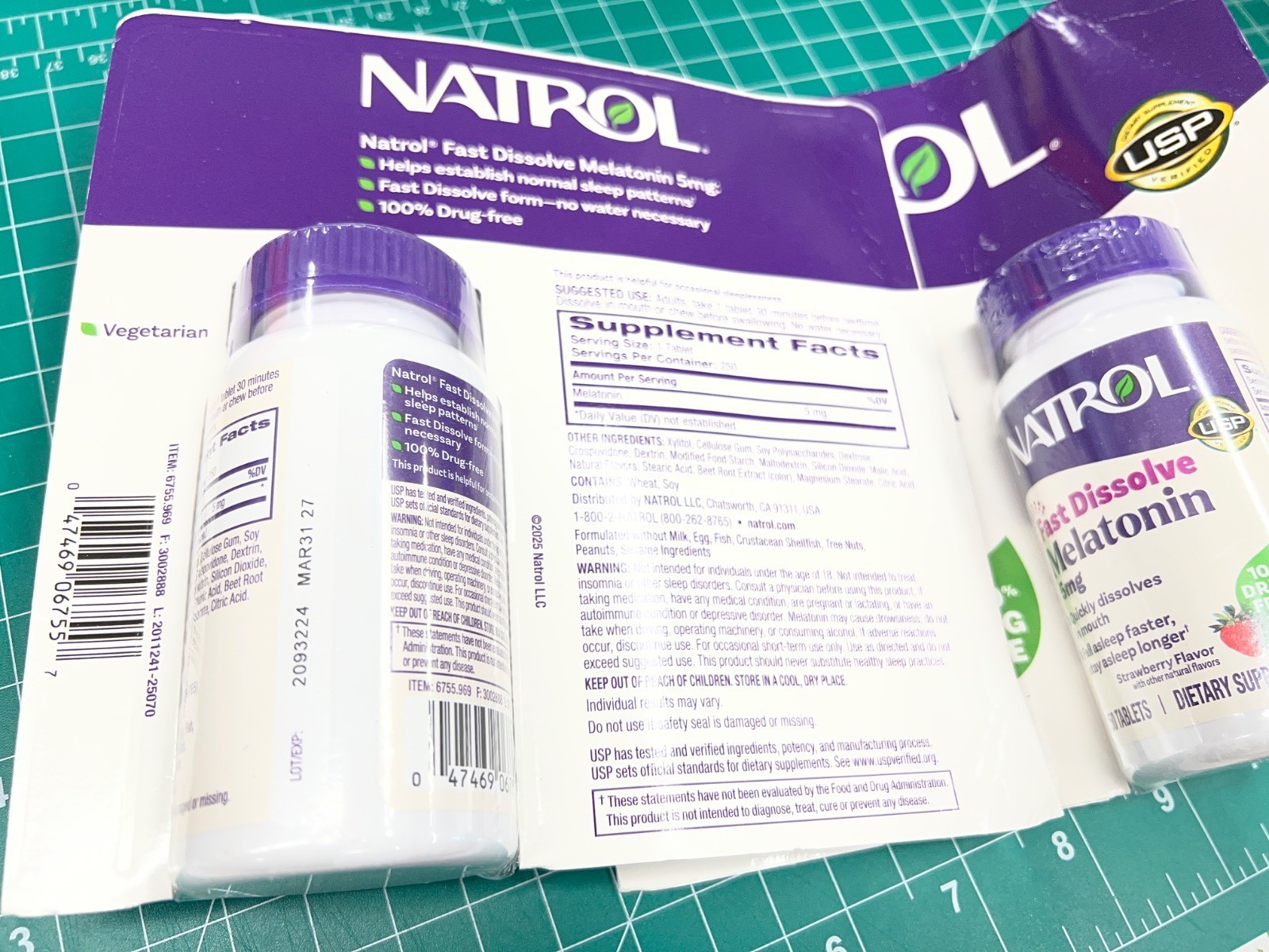 (2packs) Natrol Melatonin 5mg Fast Dissolve, 250 Tablets (Strawberry Flavor)