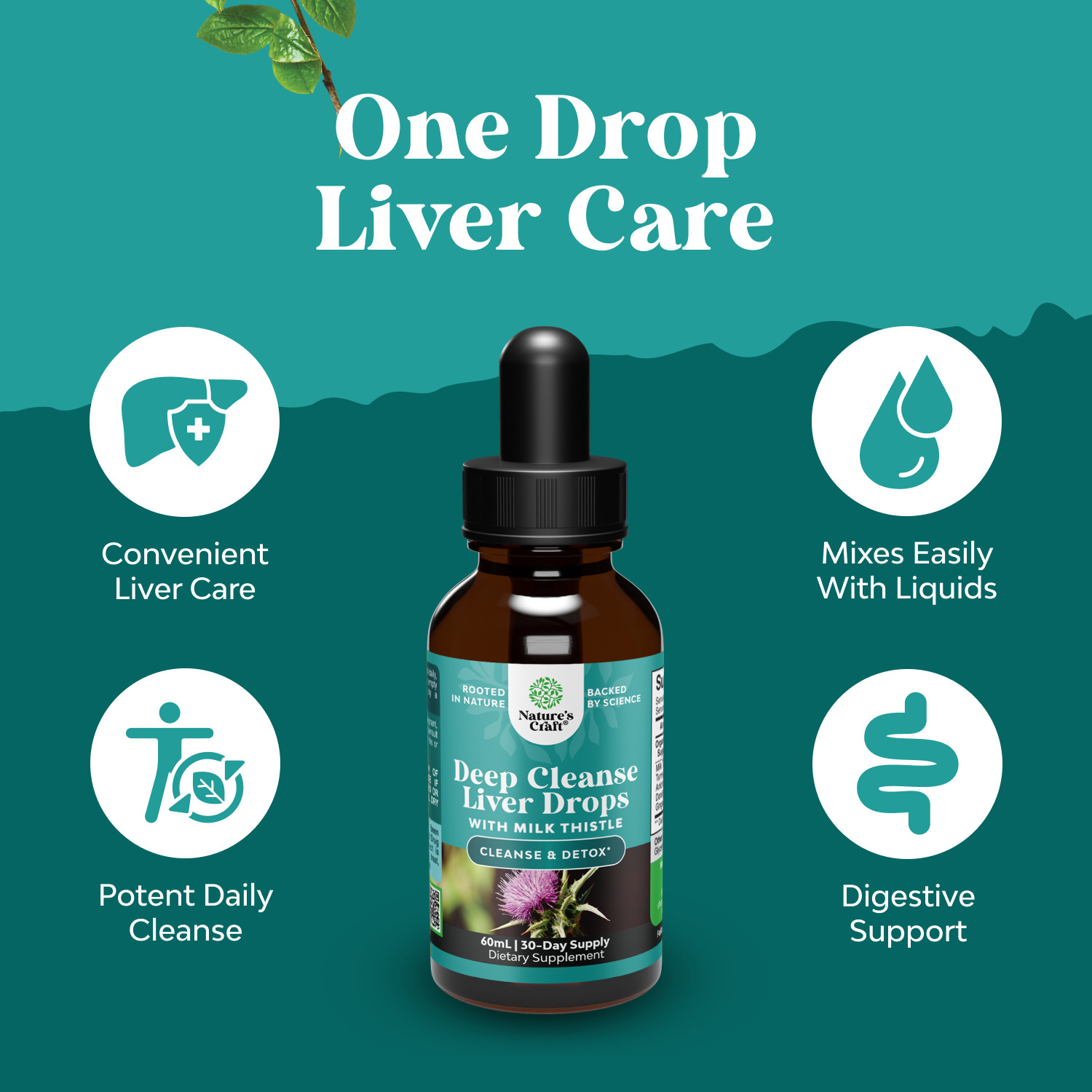 Deep Liver Cleanse, Detox & Repair with Milk Thistle Liquid Drops 60mL