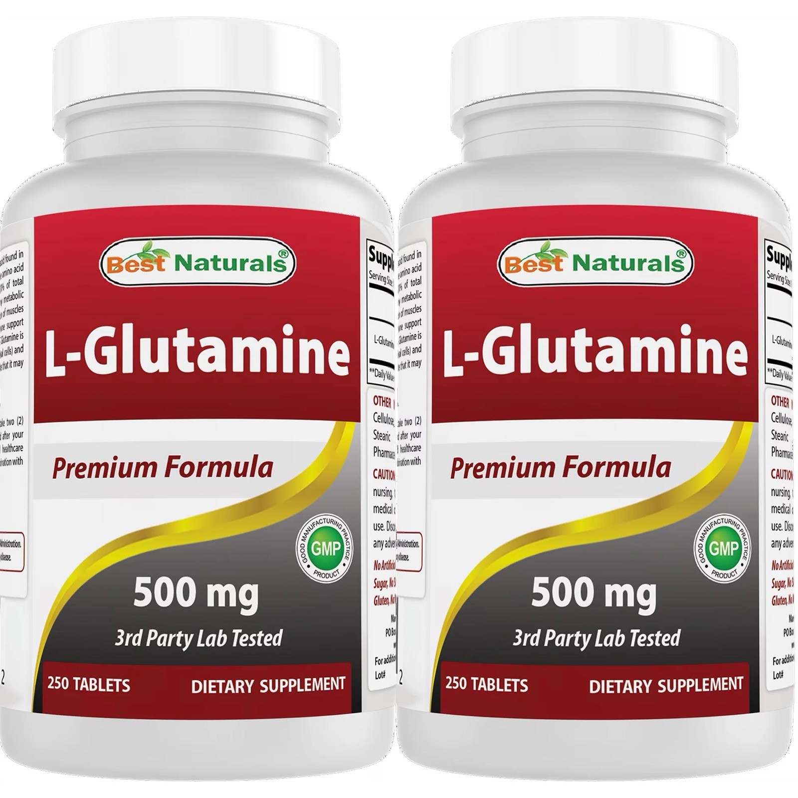 Best Naturals L-Glutamine 1000mg Tablets Non-GMO Lab Tested Amino Acid 180 Count