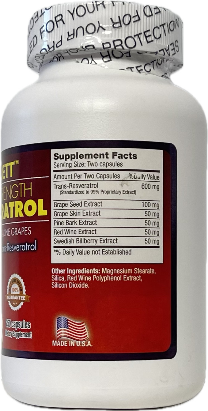 Bio-Jett Resveratrol Antioxidants Supplement 3x 250 Capsules New, Made in USA.