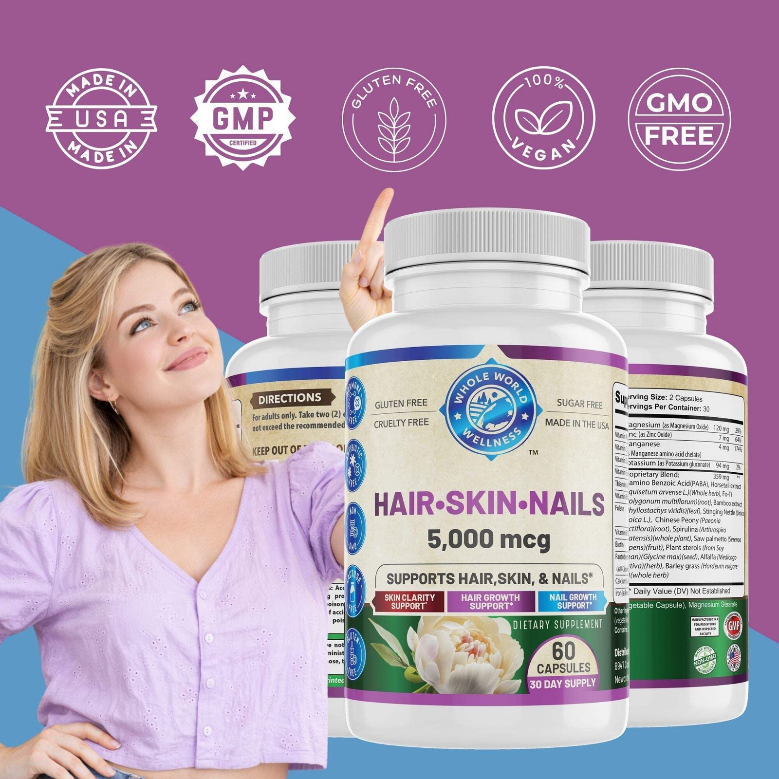 Hair Skin & Nails Formula, Supplement. USA Made.