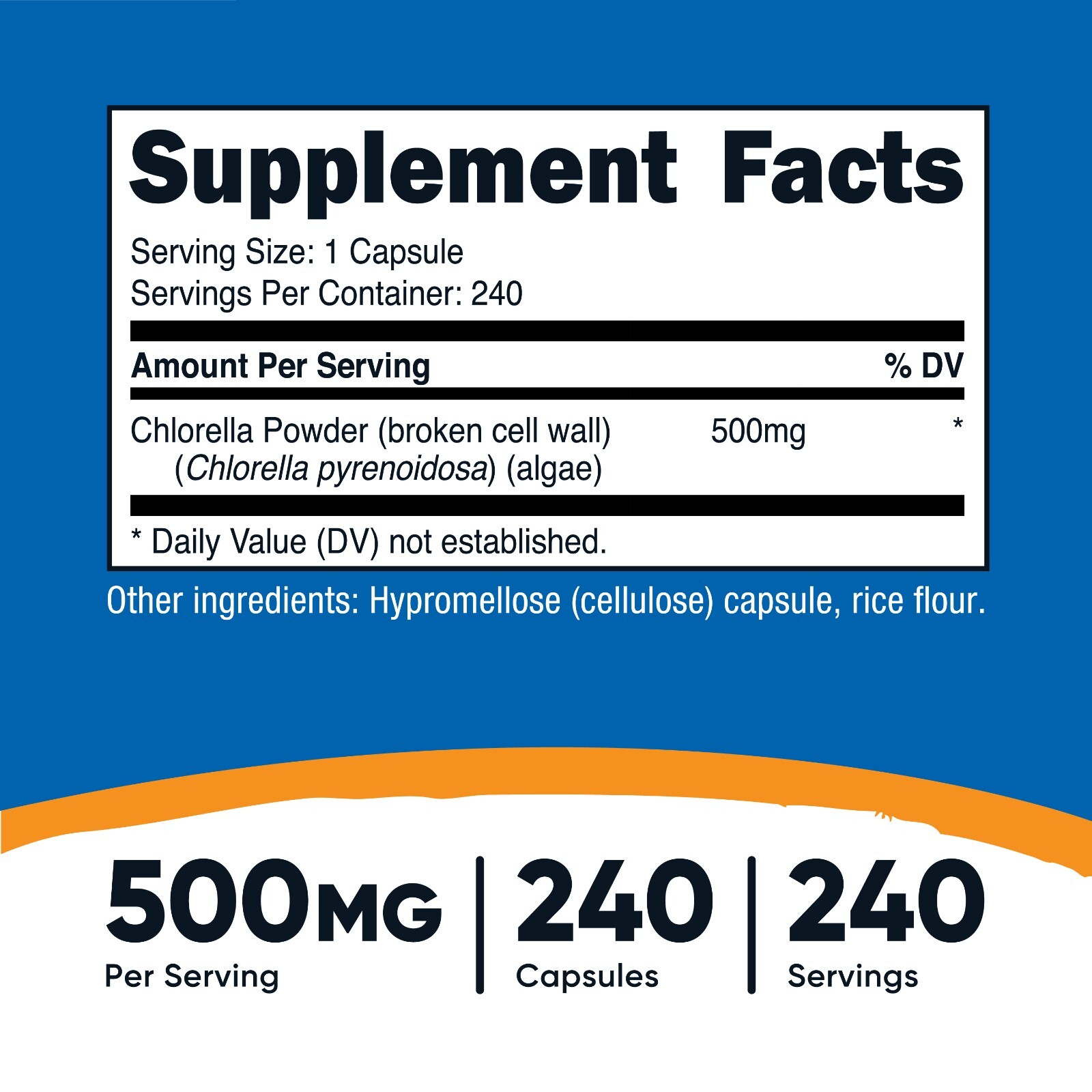 Nutricost Chlorella Capsules 500mg, 240 Vegetarian Caps – Non-GMO & Gluten Free
