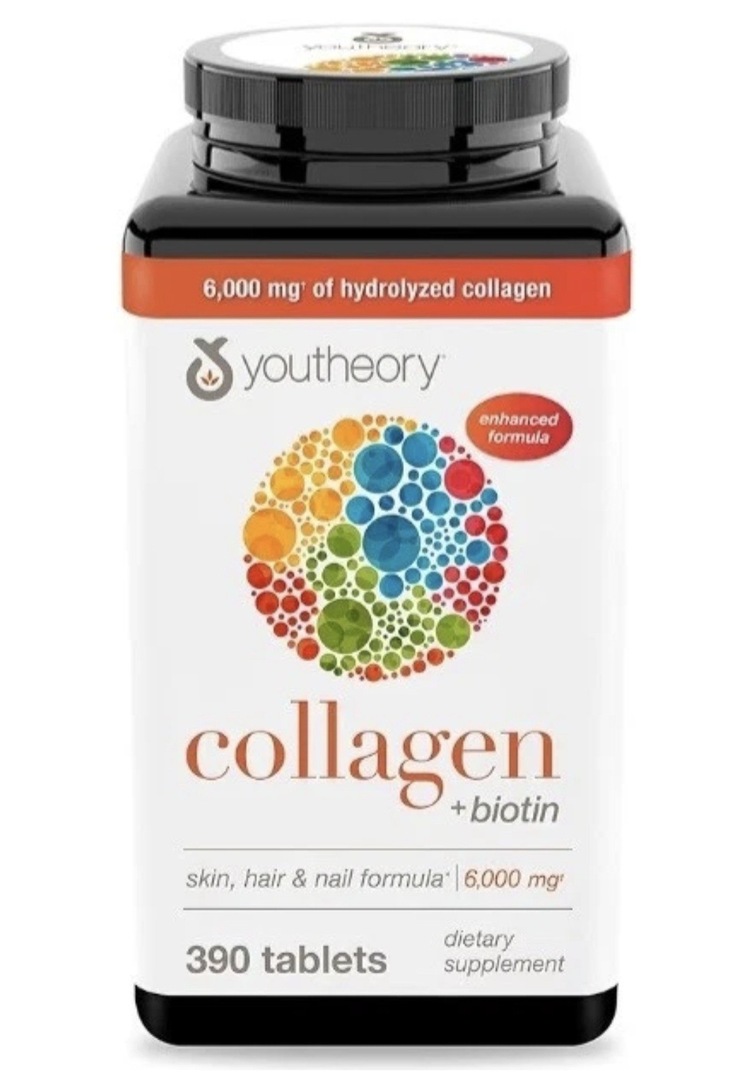 Youtheory Collagen Biotin Vitamin C B 6000mg Tablets Hair Skin Nail Health 390ct