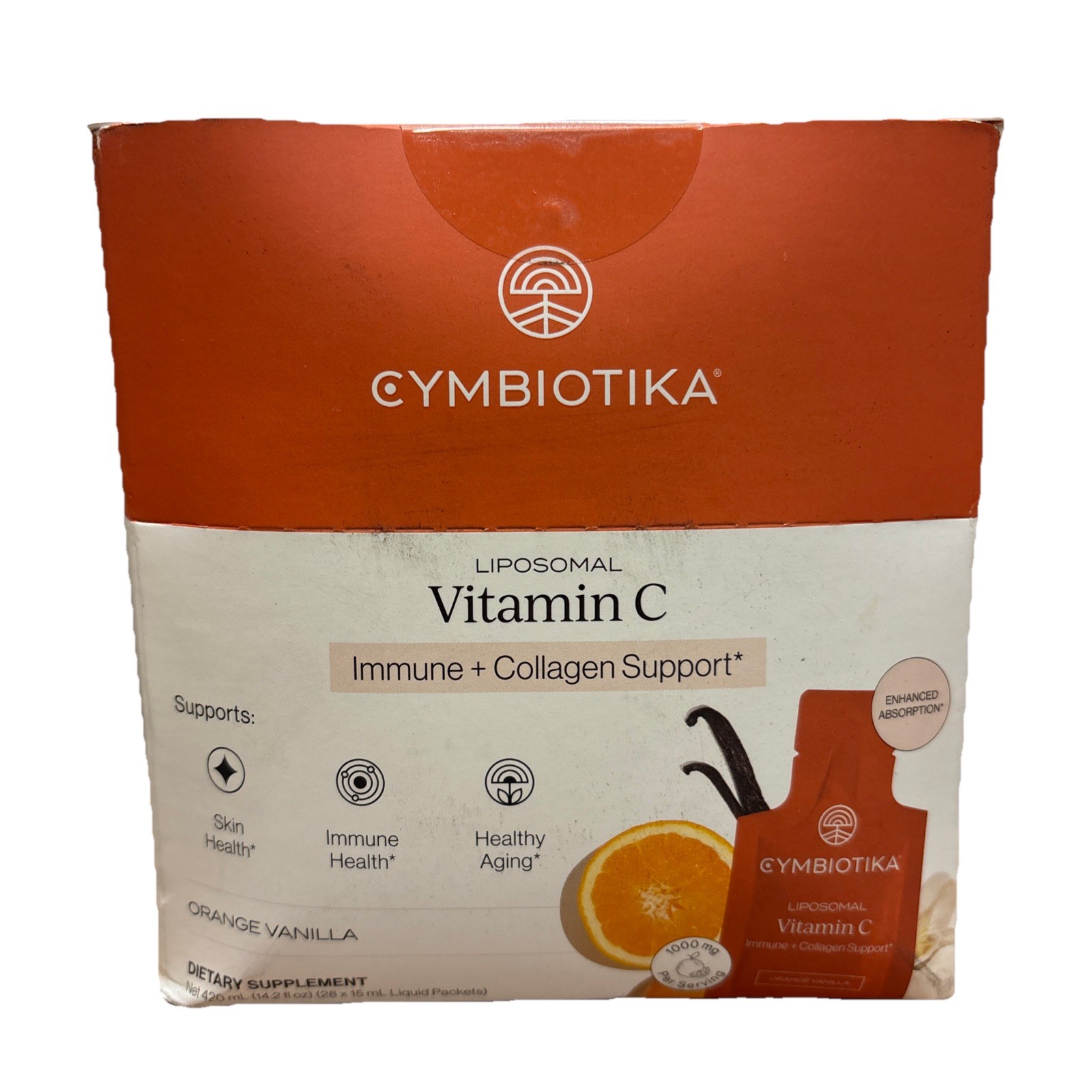 CYMBIOTIKA Liposomal Vitamin C Orange Vanilla Immune Collagen 14.2oz Exp 08/2026