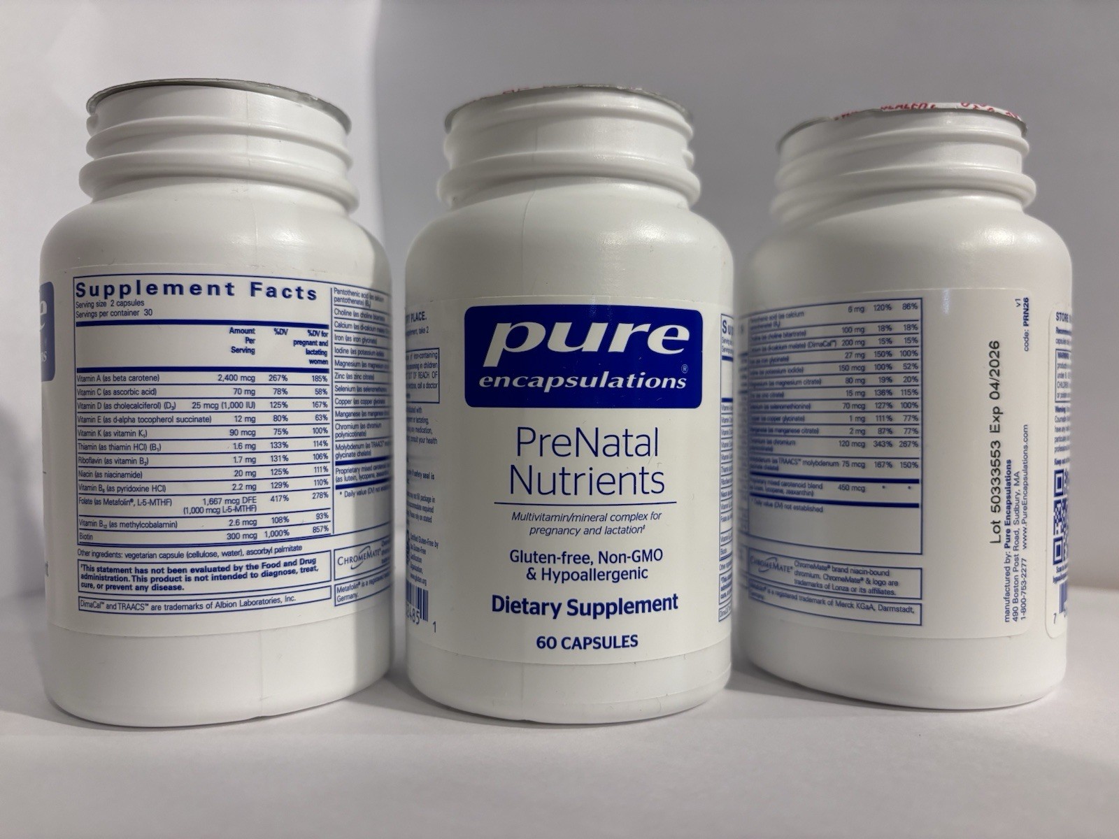 Pure Encapsulations PreNatal Nutrients – 60 Capsules, Pregnant Women, Exp 04/26