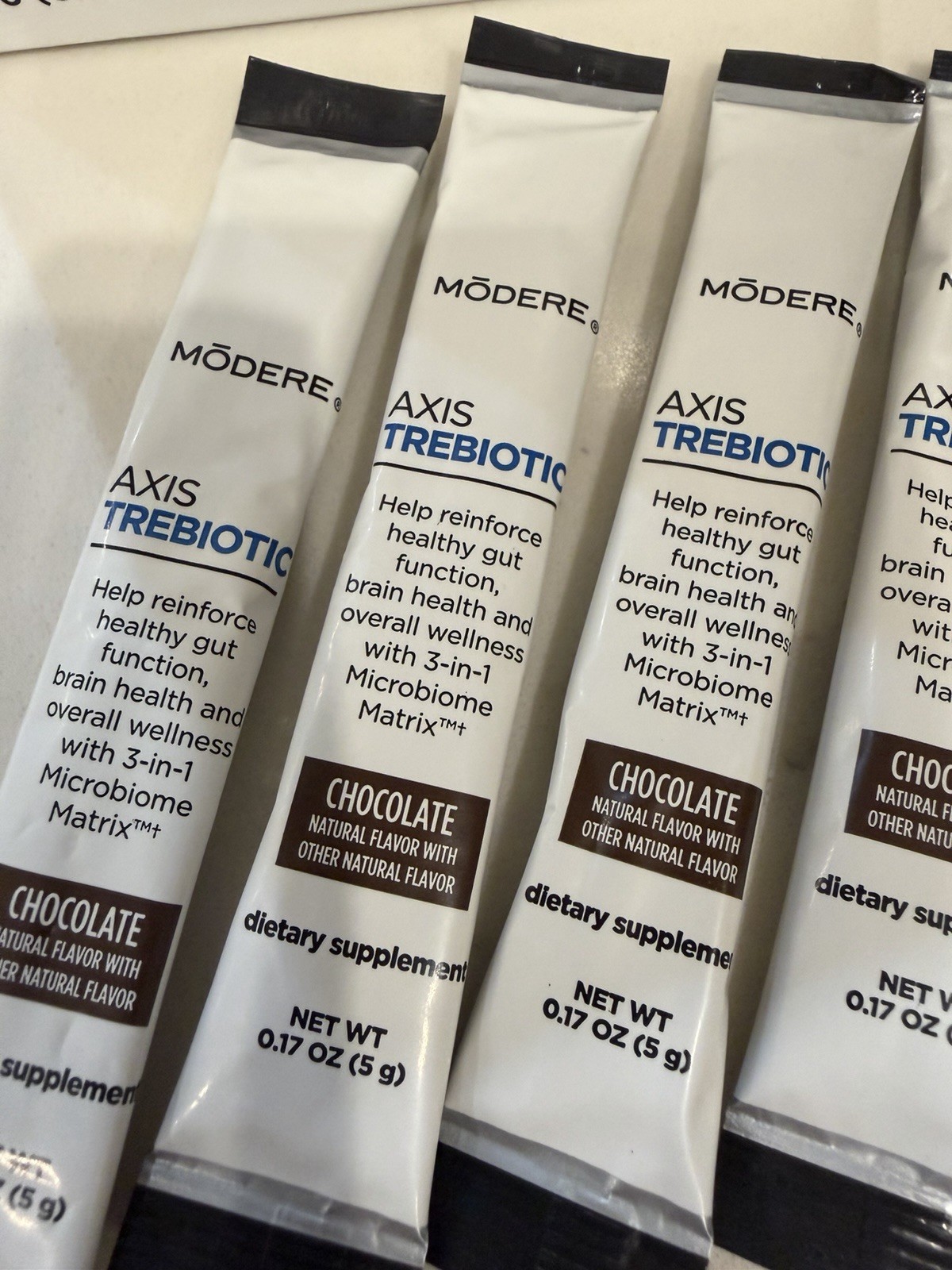 Modere Axis Trebiotic Pre/Pro/Postbiotic Chocolate 24 indiv Packets 5gNo Box