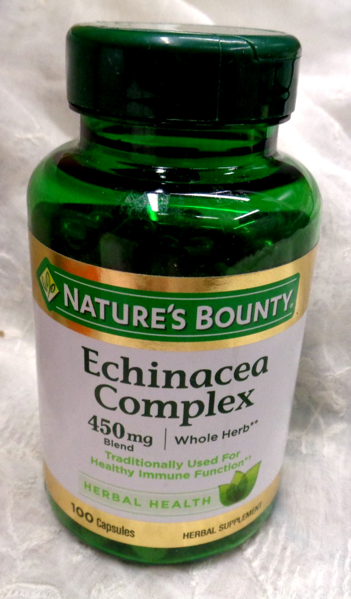 Lot/3 NATURE’S BOUNTY Echinacea Complex Whole Herb 450mg 100 Capsules EXP 8/26