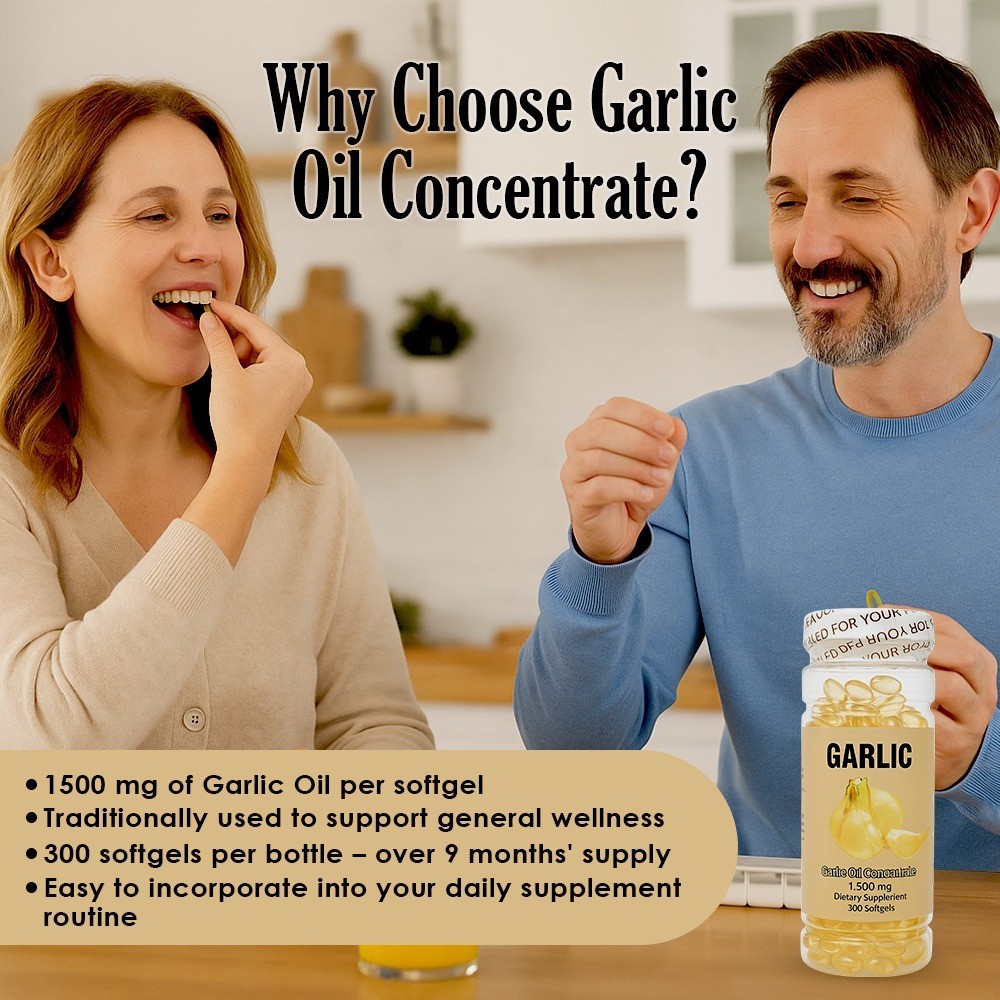 Garlic Oil Softgels 1500mg – 300 count – Heart & Circulatory Health – Nu-Health