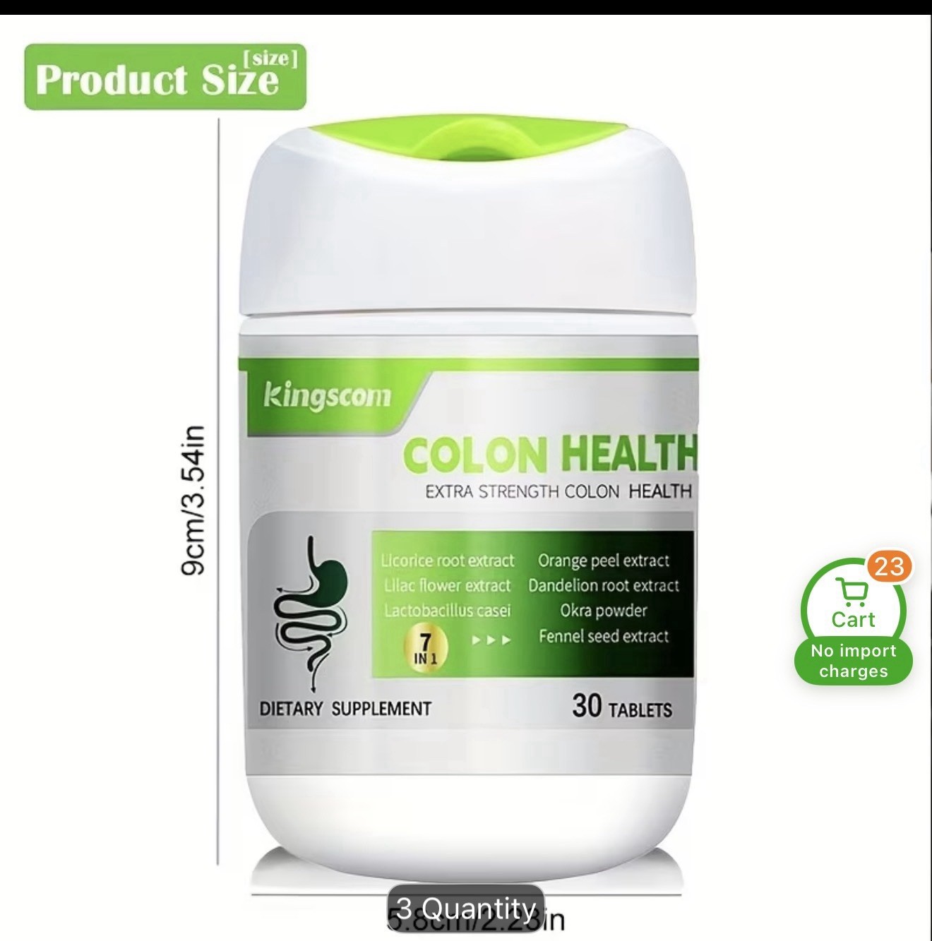 kingscom Colon Health Extra Strength Dietary Supplement Tablets, 30 Count