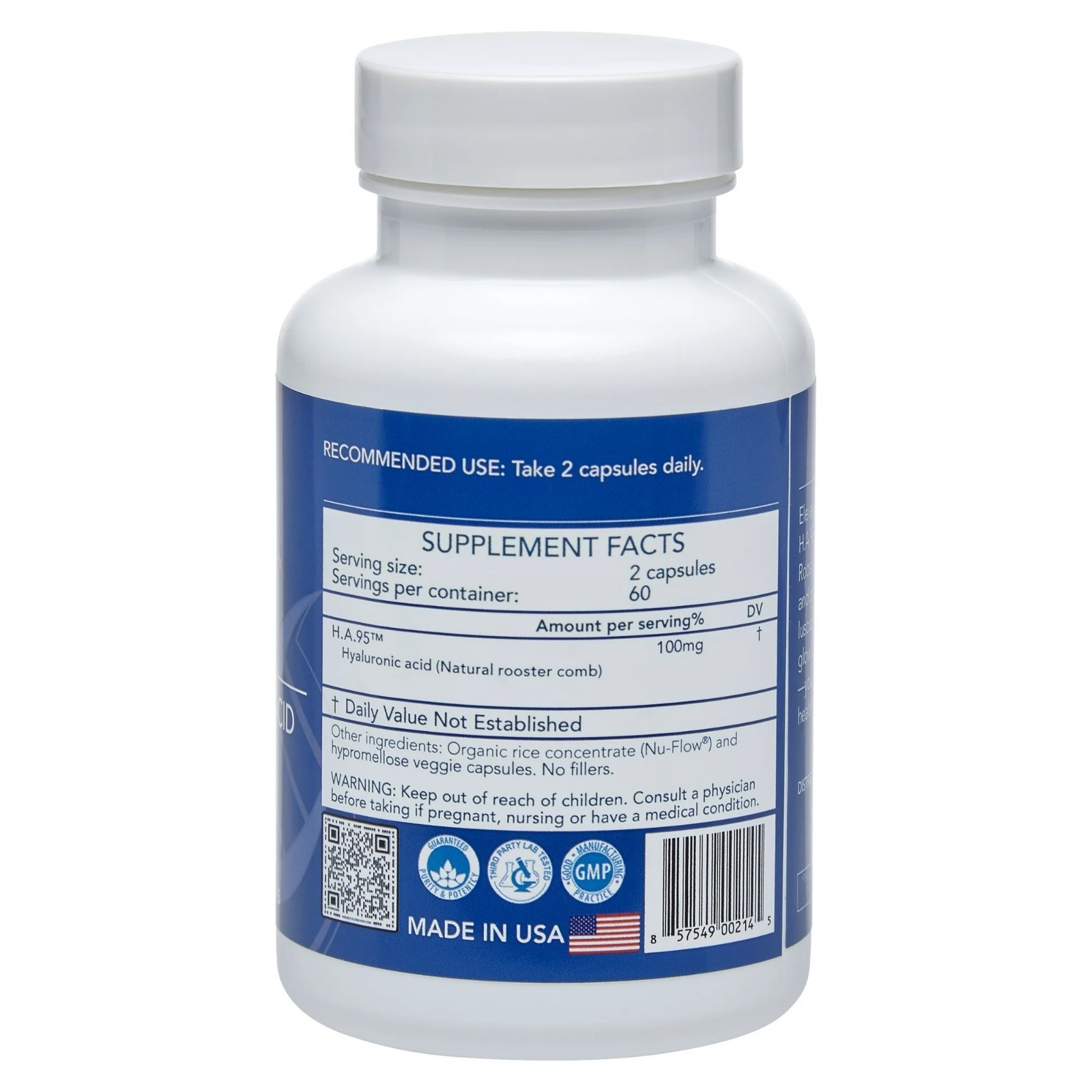 Longevity by Nature H.A.95 Hyaluronic Acid Supplement– 60 Capsules
