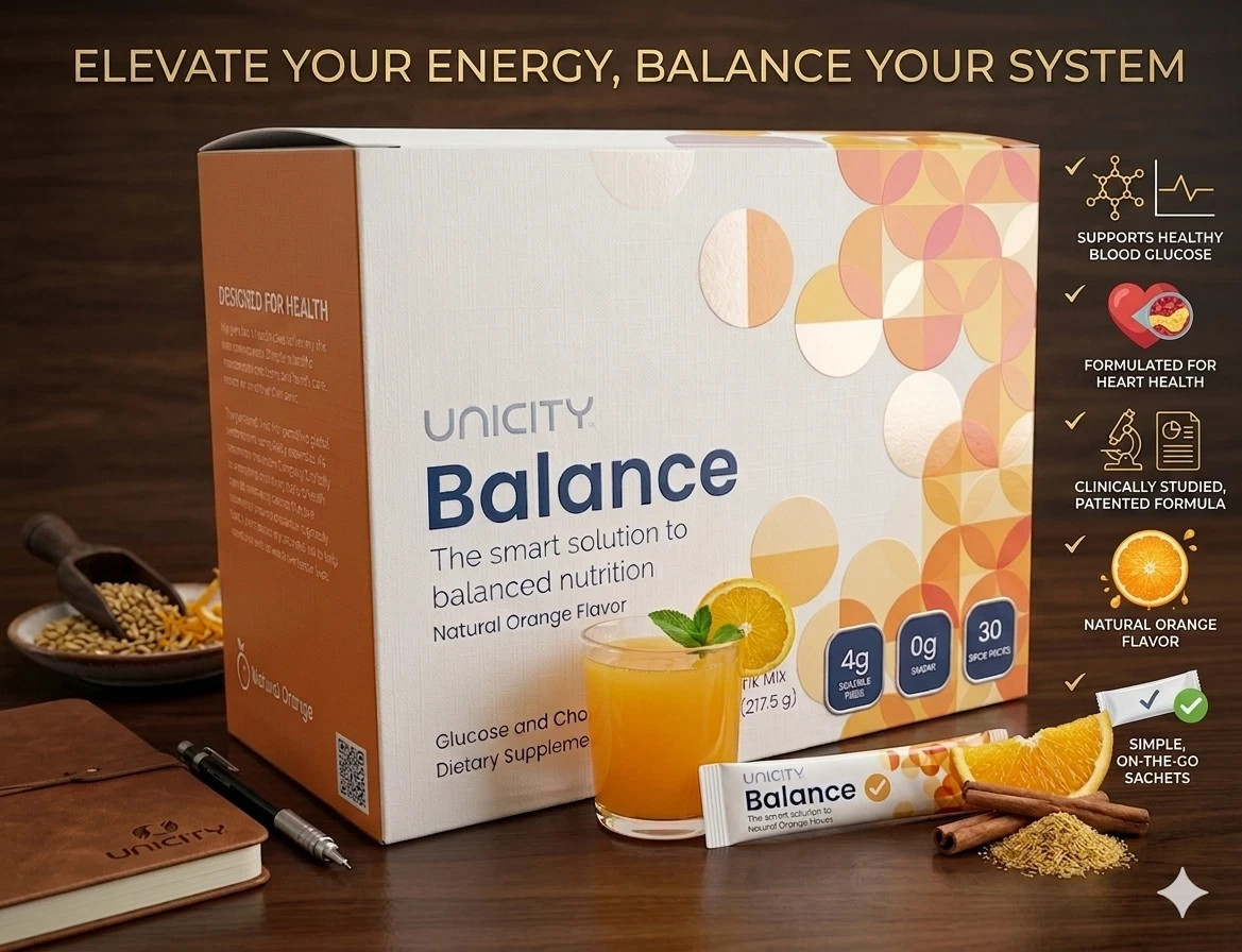UNICITY Balance Cholesterol Support Drink Mix 30 Stick Pack (ORANGE)