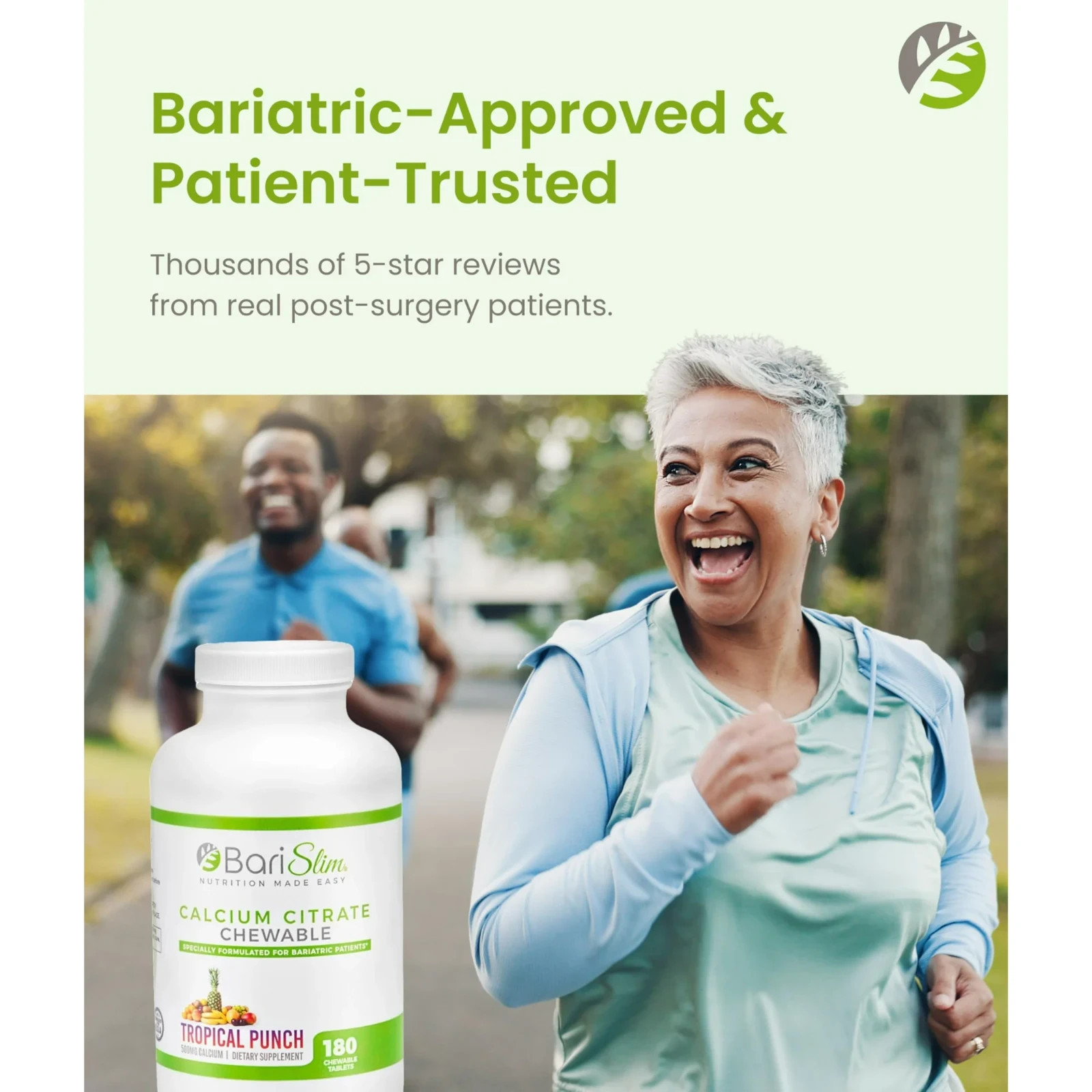 BariSlim Calcium Citrate Chewable Tablet Dietary Supplement, Tropical – 180ct