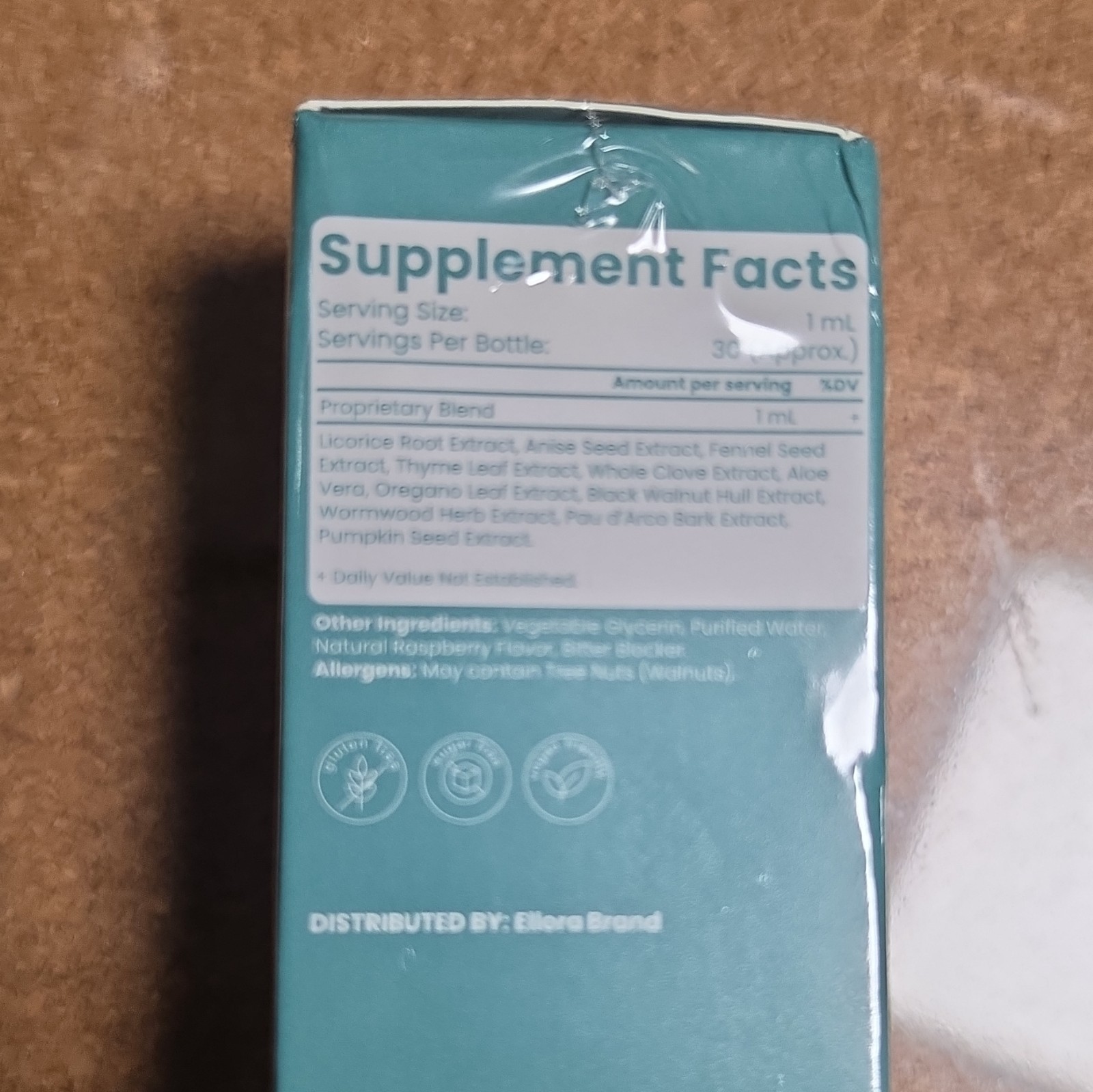 Ellora Parasite Cleanse Digestive Support Liquid Drops Raspberry 30 mL 1 fl oz