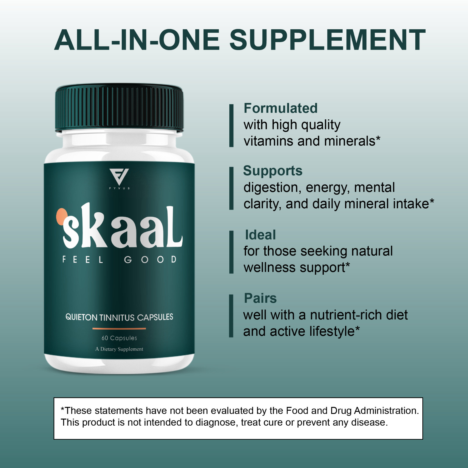 (3 Pack) Skaal Quieton Tinnitus Capsules, Skaal Ear Health Pills (180 Capsules)