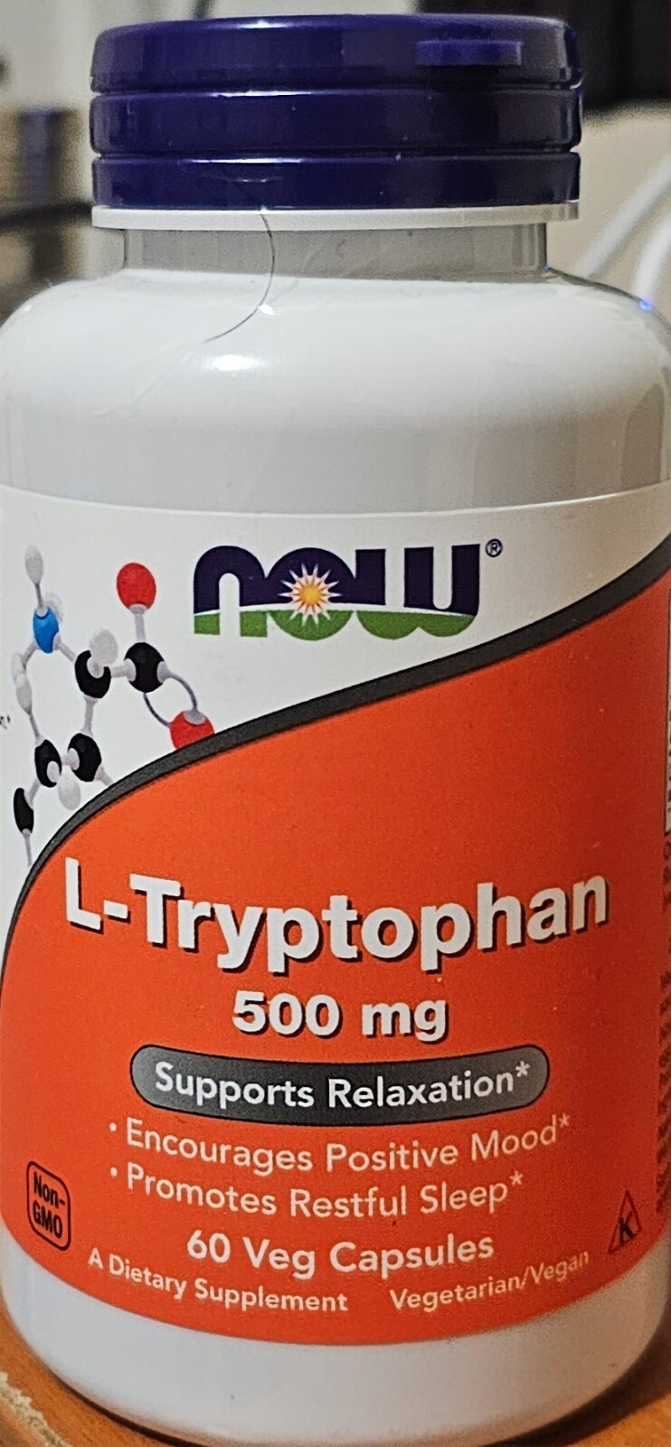 L-Tryptophan 500 mg – 60 Veg Capsules Promotes Relaxation, Fight Depression.