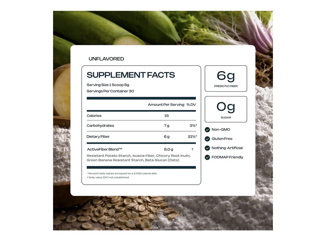 Core Fiber Multi-Fiber Prebiotic Unflavored Powder, 6g Fiber, Sugar-Free 30 serv