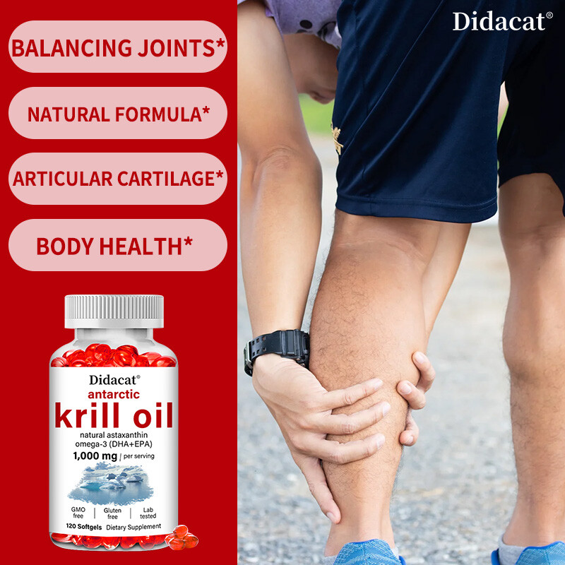 1000mg Krill Oil,Rich Omega-3 EPA DHA,Nourish Heart,Brain & Joint,120 Softgels