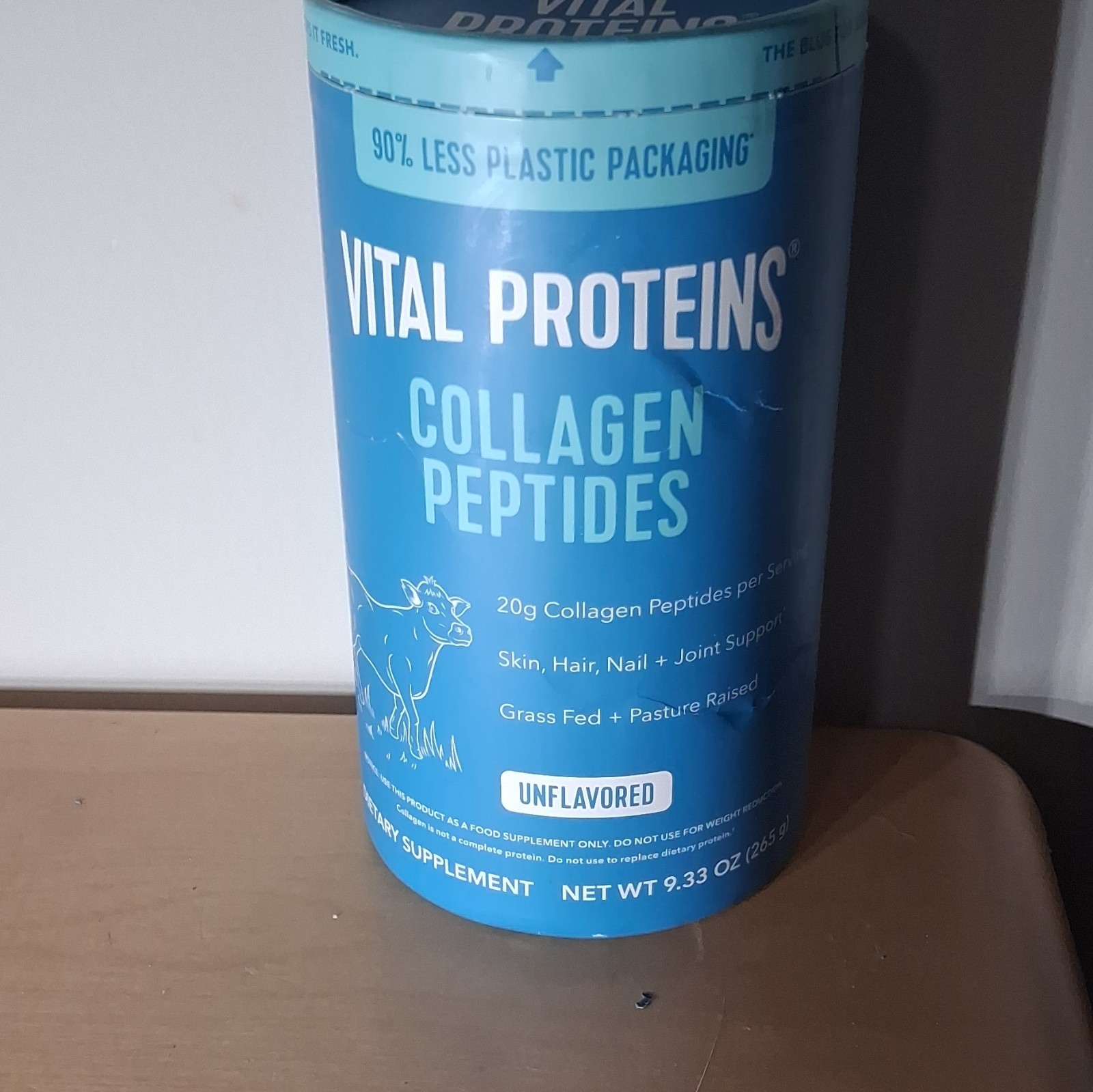 Vital Proteins Collagen Peptides Powder Unflavored 9.33 oz Grass Fed Exp 2028