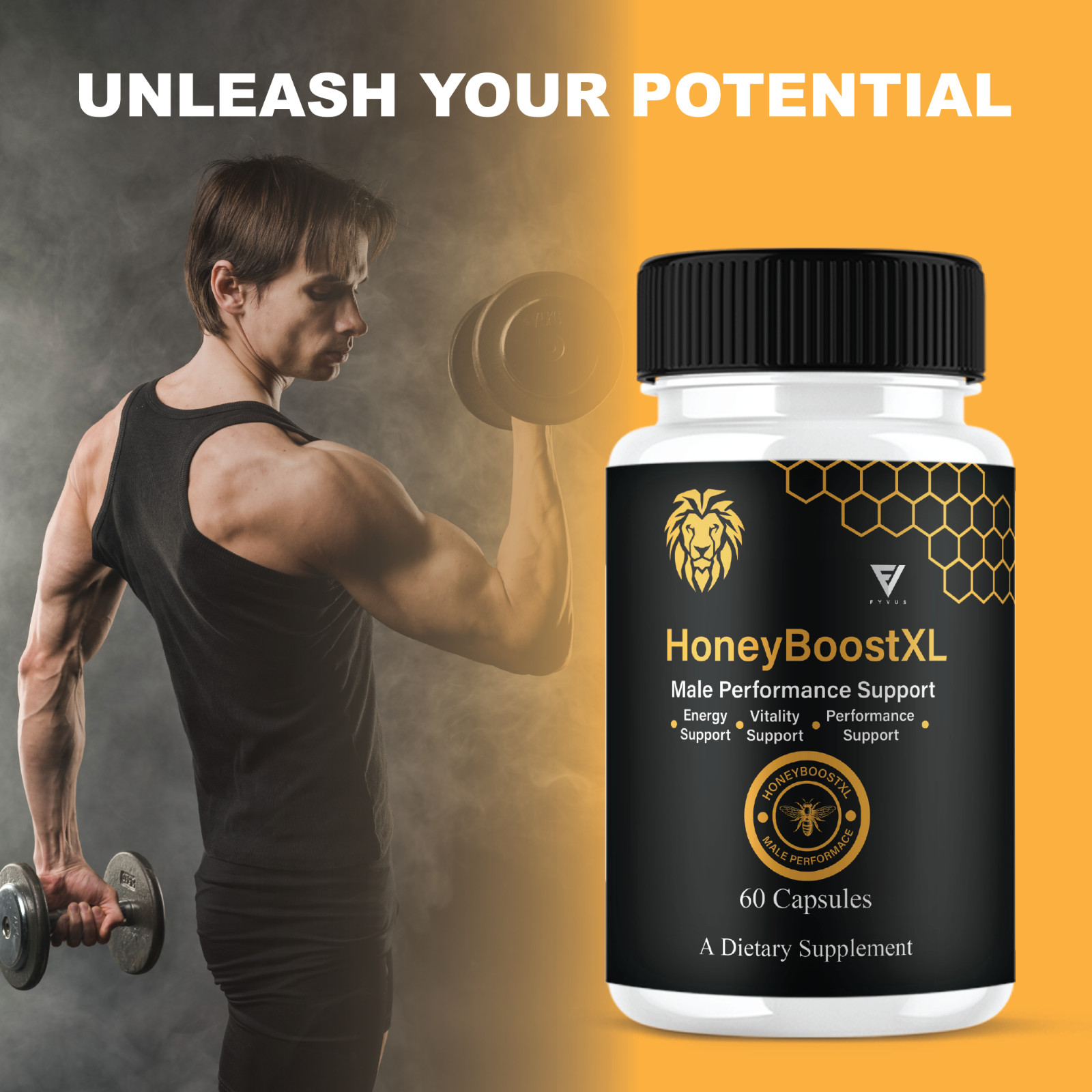Honey Boost XL Capsules, HoneyBoost XL Performance Pills (60 Capsules)
