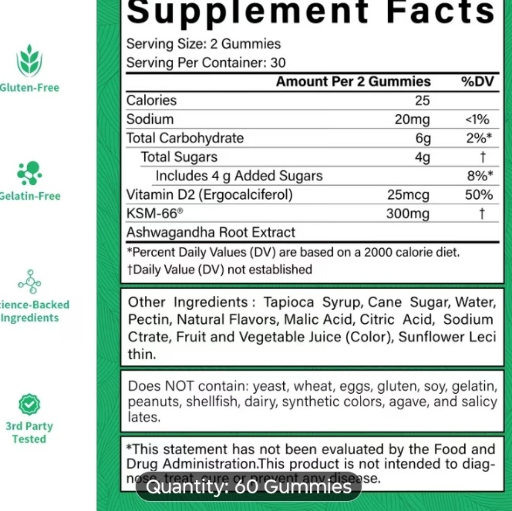 Hiplus Ashwaganda Ksm-66 Gummy 1 Bottle Mixed Berry For Sleep 💤 and Stres