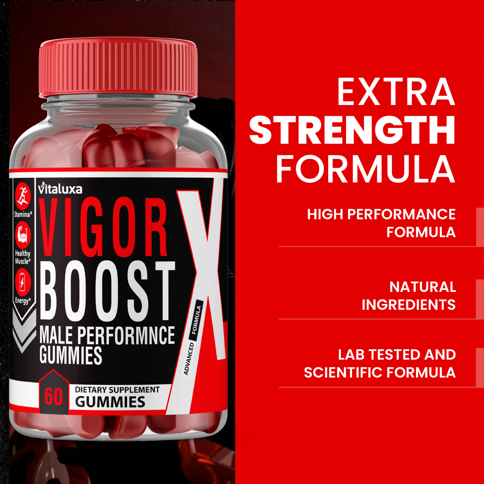(2 Pack) Vigor Boost X Gummies for Men, Male Performance Gummy (120 Gummies)