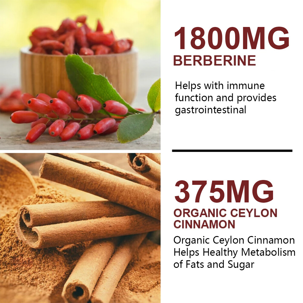 Premium Berberine 2175mg Plus Organic Ceylon Cinnamon – Heart Health & Immune