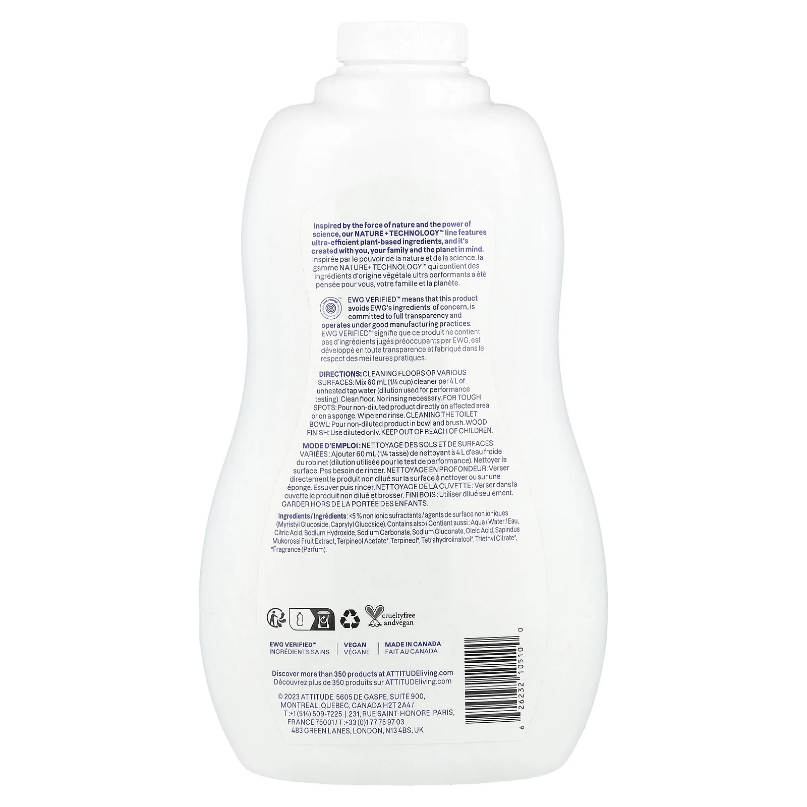 ATTITUDE Floor Surfaces Tiles Wood Citrus Zest 35 2 fl oz 1 04 l Cruelty-Free,