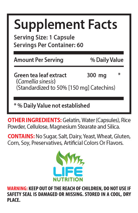 green tea capsules – GREEN TEA EXTRACT 300mg – skin health supplement 1 Bottle