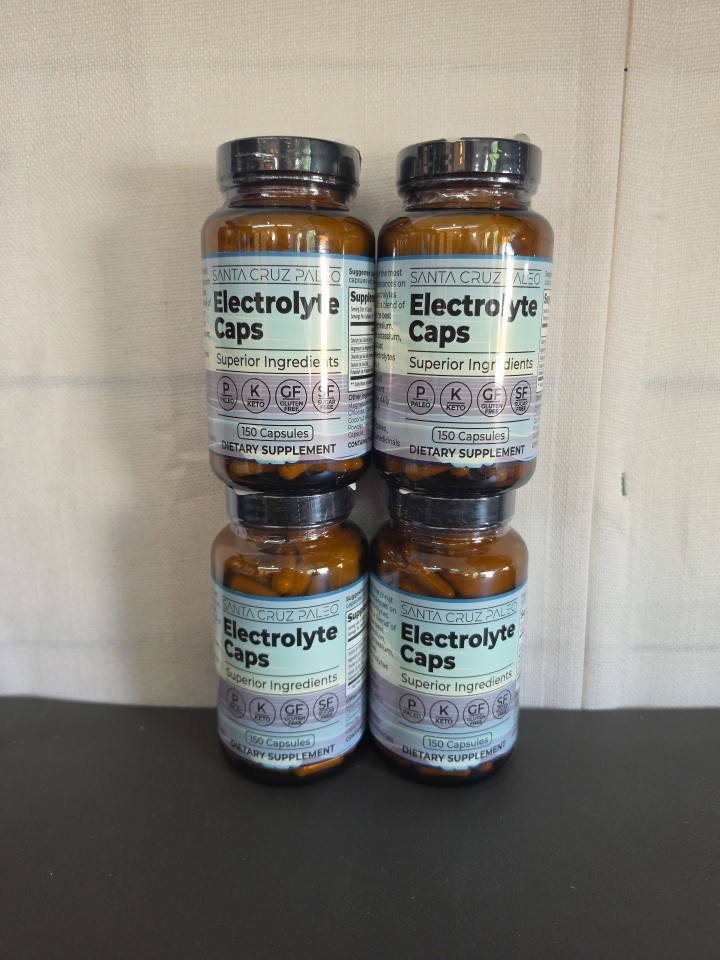 4 Pack Santa Cruz Paleo Electrolyte Caps DIETARY SUPPLEMENT 150 Caps. EA BB02/27