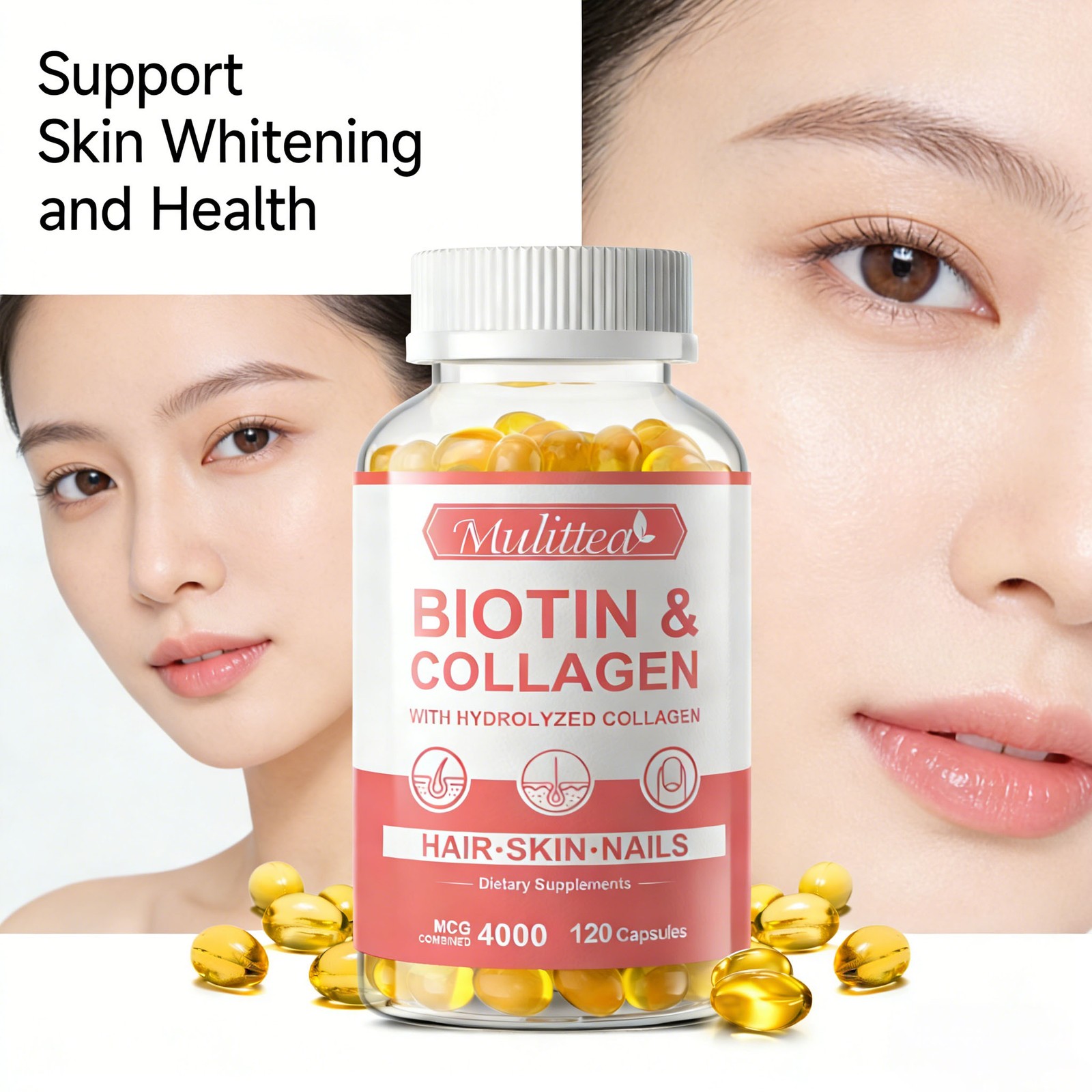 Biotin 4000mcg & Collagen for Hair, Skin & Nails Health – Dietary Supplement 120