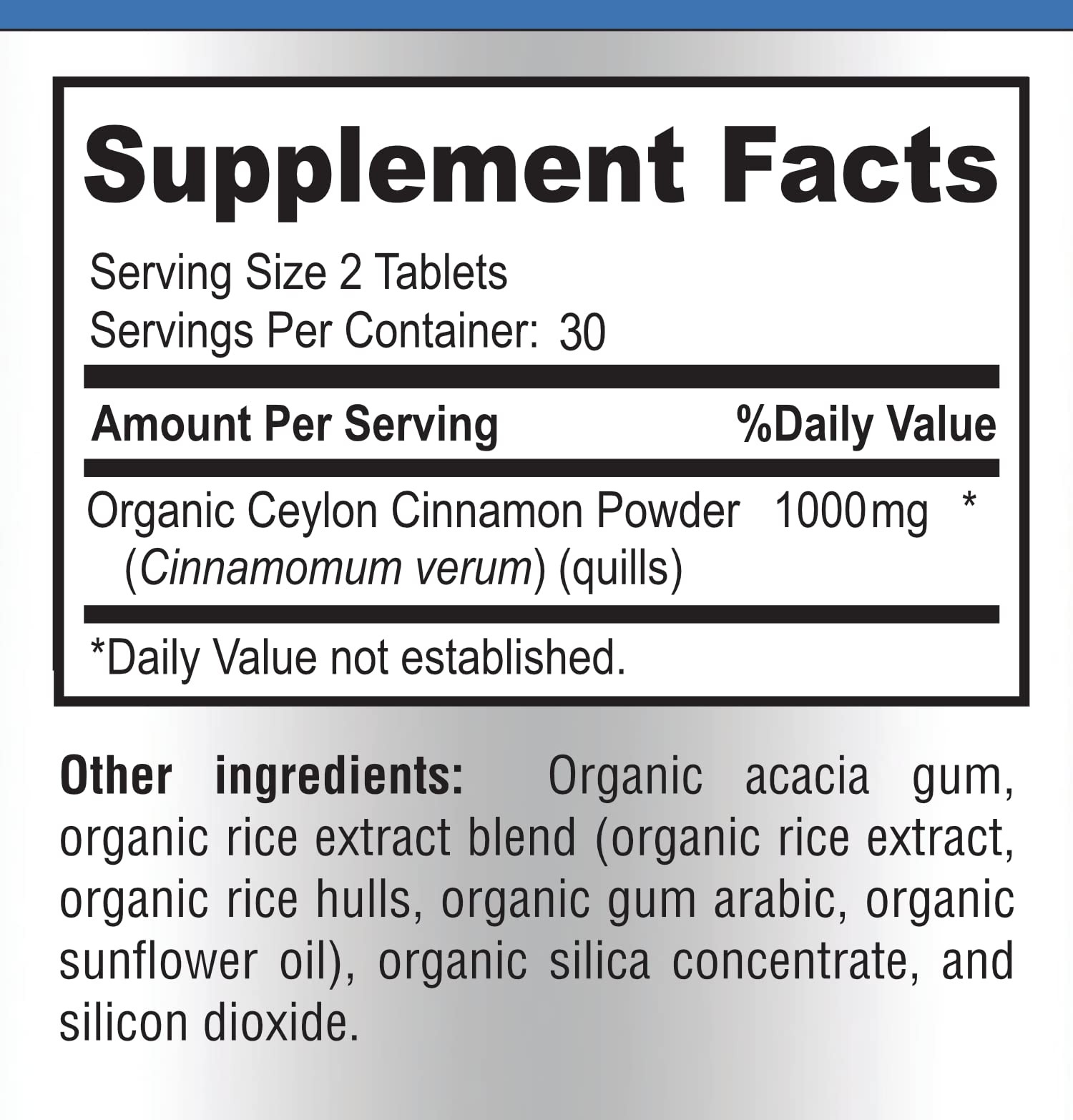 Organic Ceylon Cinnamon – 1000mg per Serving, 60 Count (Pack of 1)