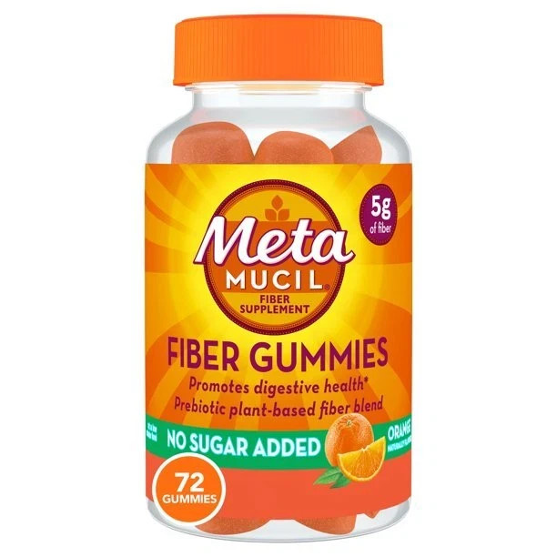Metamucil Fiber Supplement Gummies Orange Flavor (72 Count 1 oz) for Adult