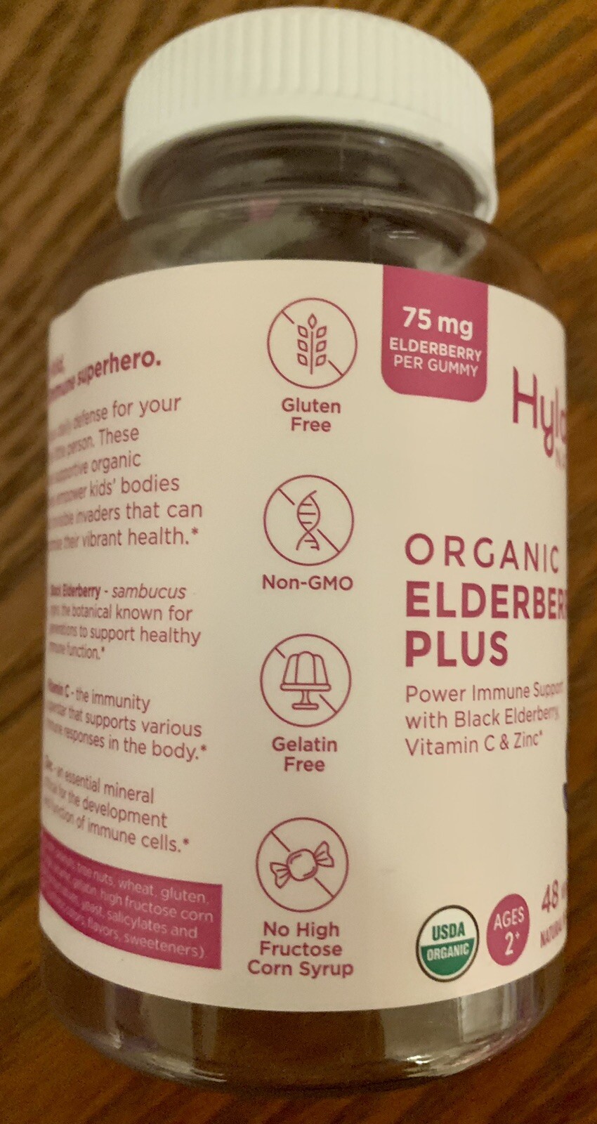 Kids Immunity Gummies Vit C Elderberry+ Zinc Organic Vegan Hylands Naturals 48ct