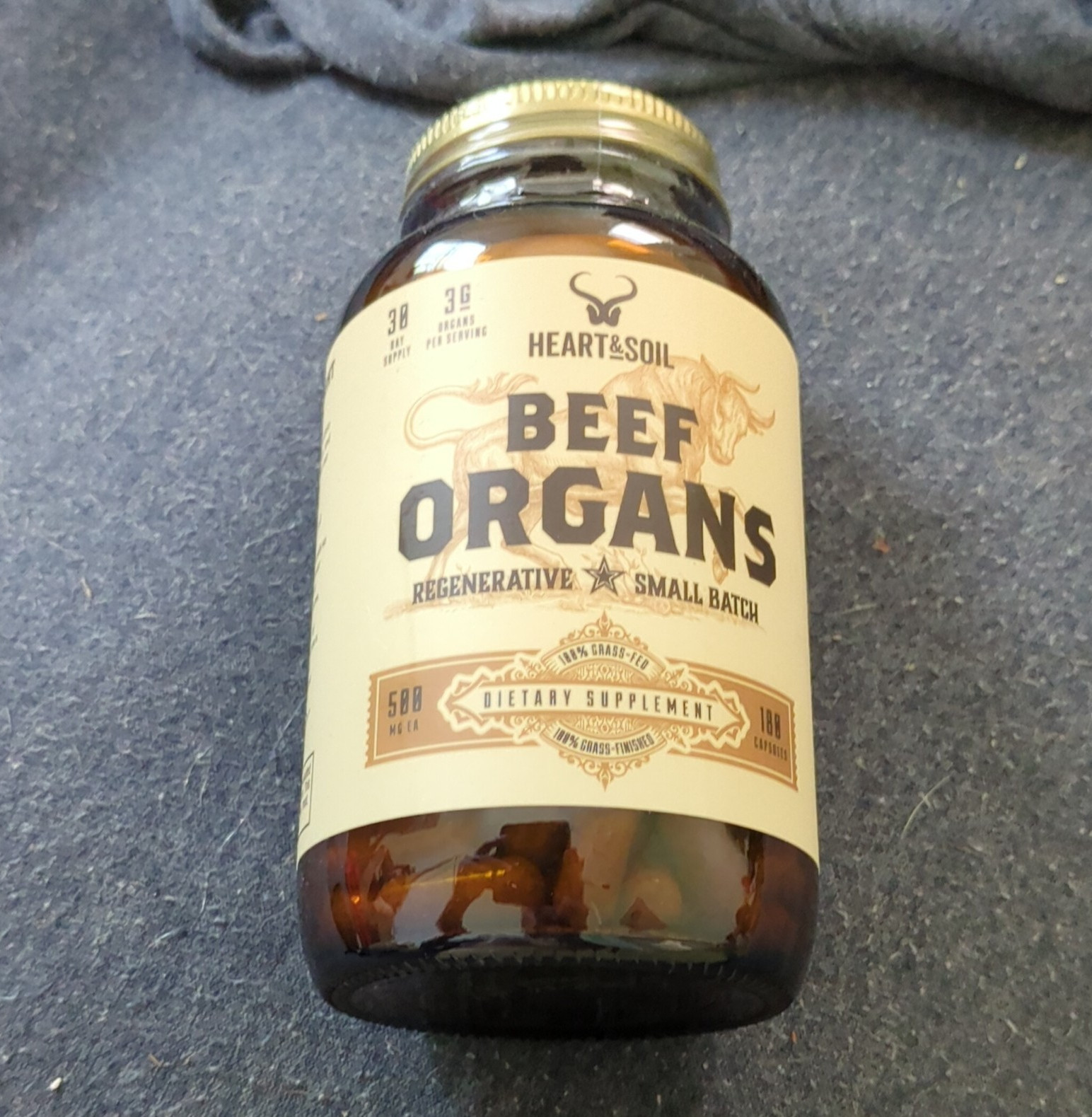 Heart & Soil Beef Organs Dietary Supplement Capsules, Grass-Fed Beef Organs