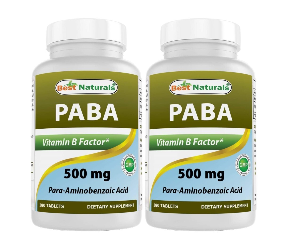 2 Pack Best Naturals PABA 500 mg 180 Tablets