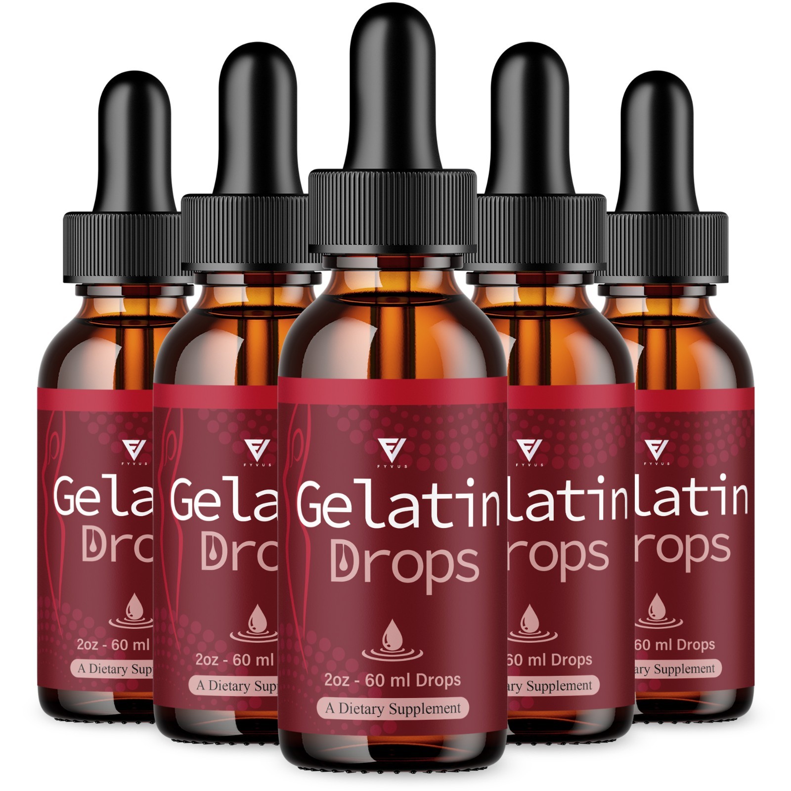 (5 Pack) Gelatin Weight Support Drops, GelatinDrops Metabolism Boost (10oz)