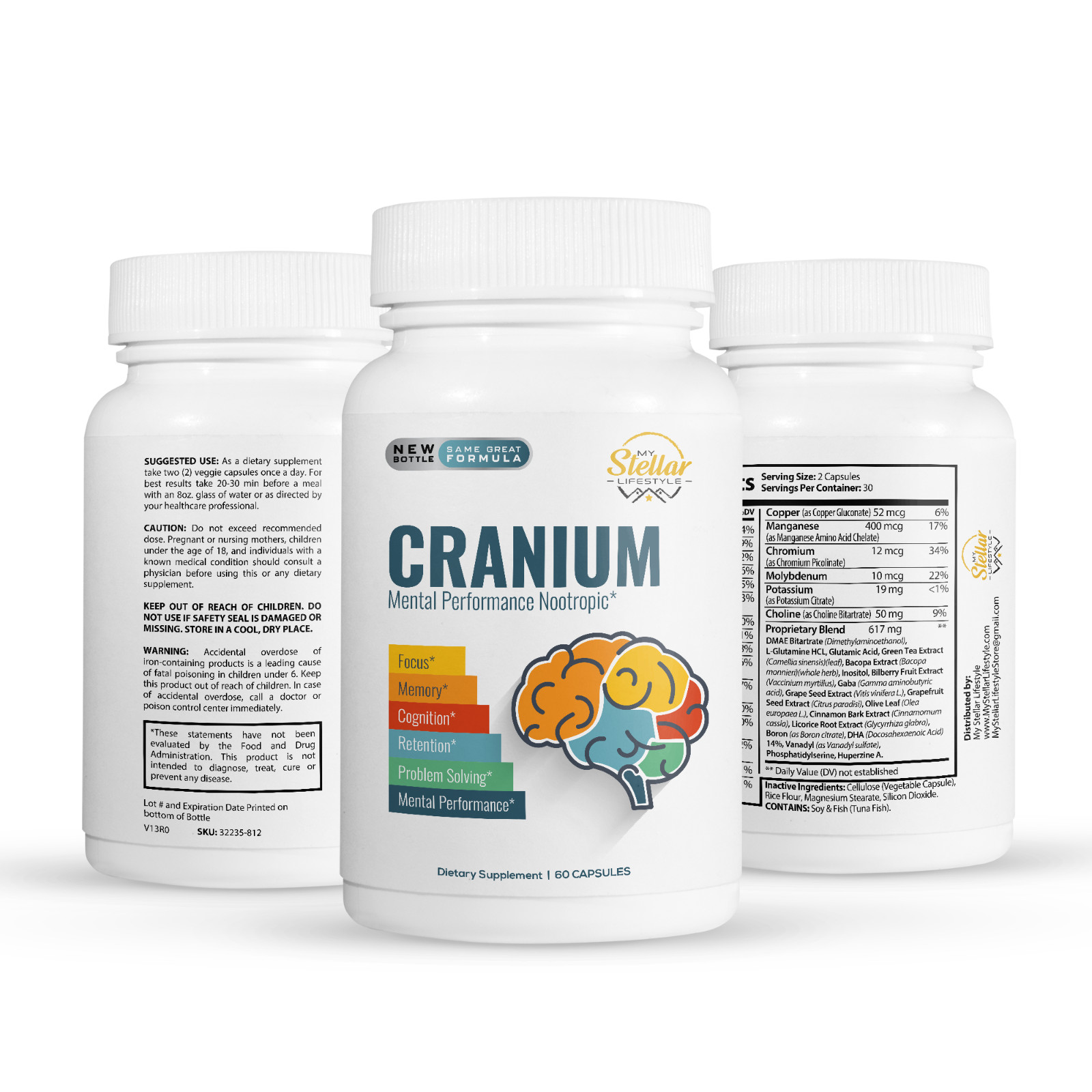 5 Pack Cranium, supports memory, focus & cognitive function-60 Capsules x5
