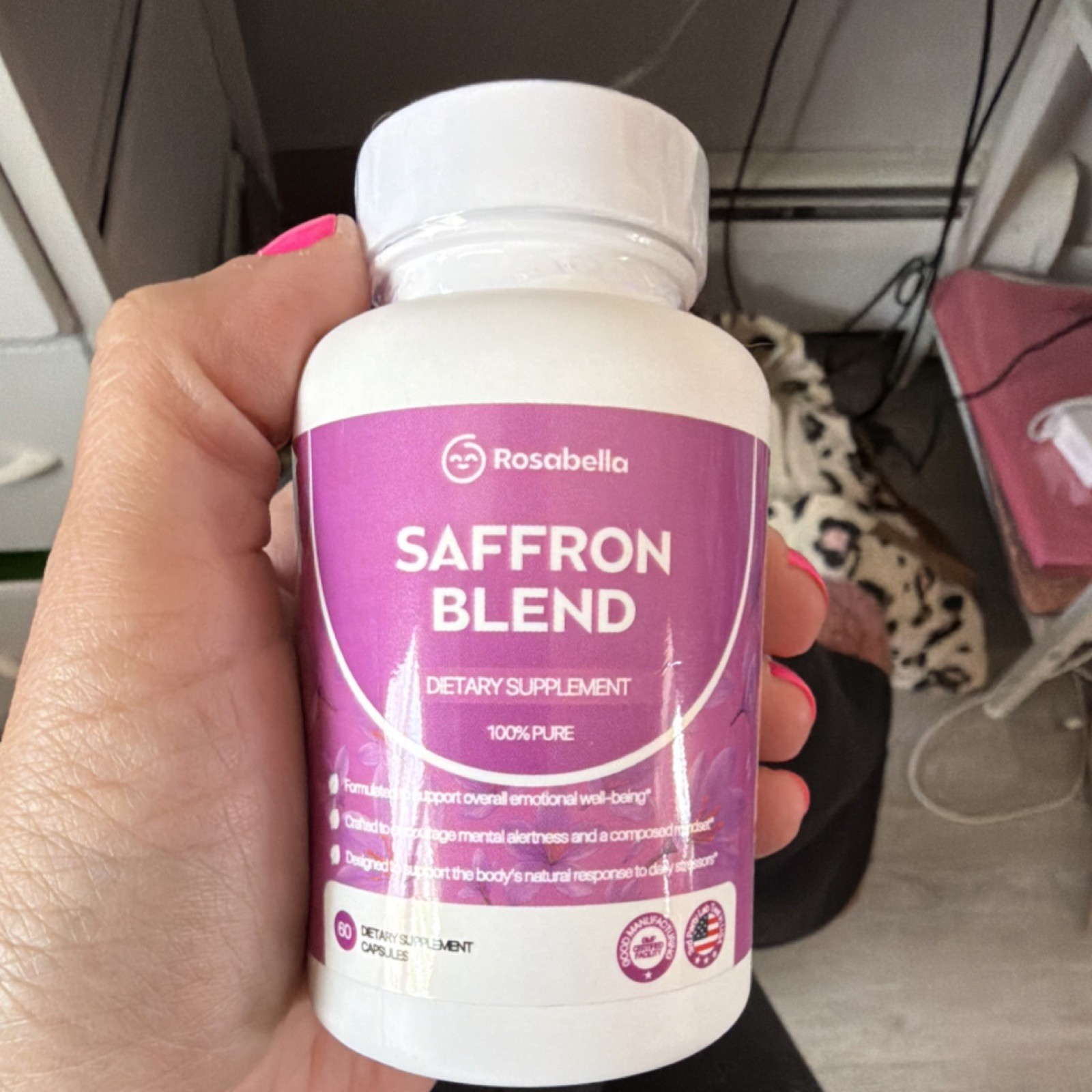 Rosabella Saffron Blend Vitamin B6 Magnesium L-Theanine 60 Capsules Exp 09/2027