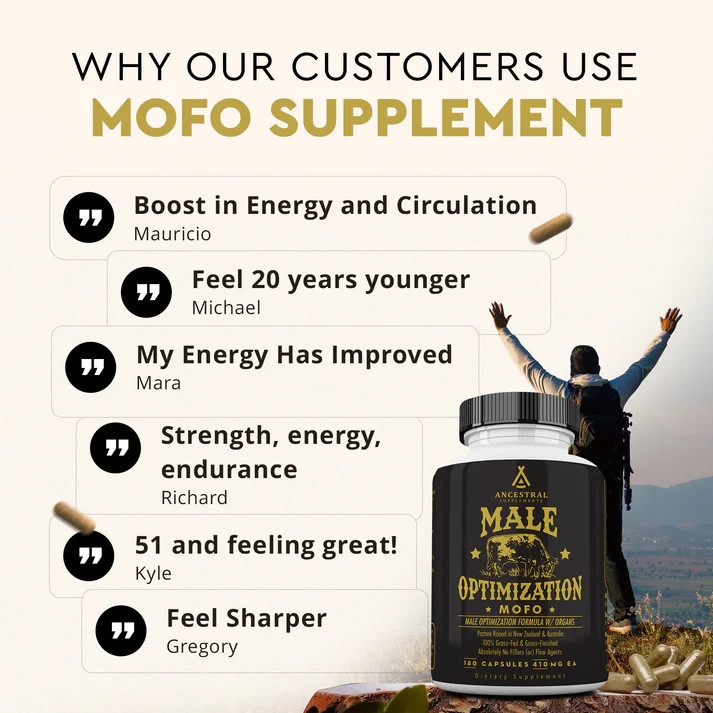 Ancestral Supplements MOFO Male Optimization Formula Grass Fed Organs 180 Caps