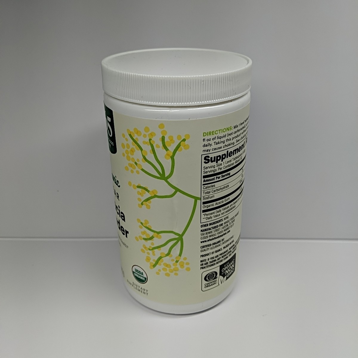 365 Whole Foods Market Organic Acacia Fiber Powder Clear Soluble Prebiotic New