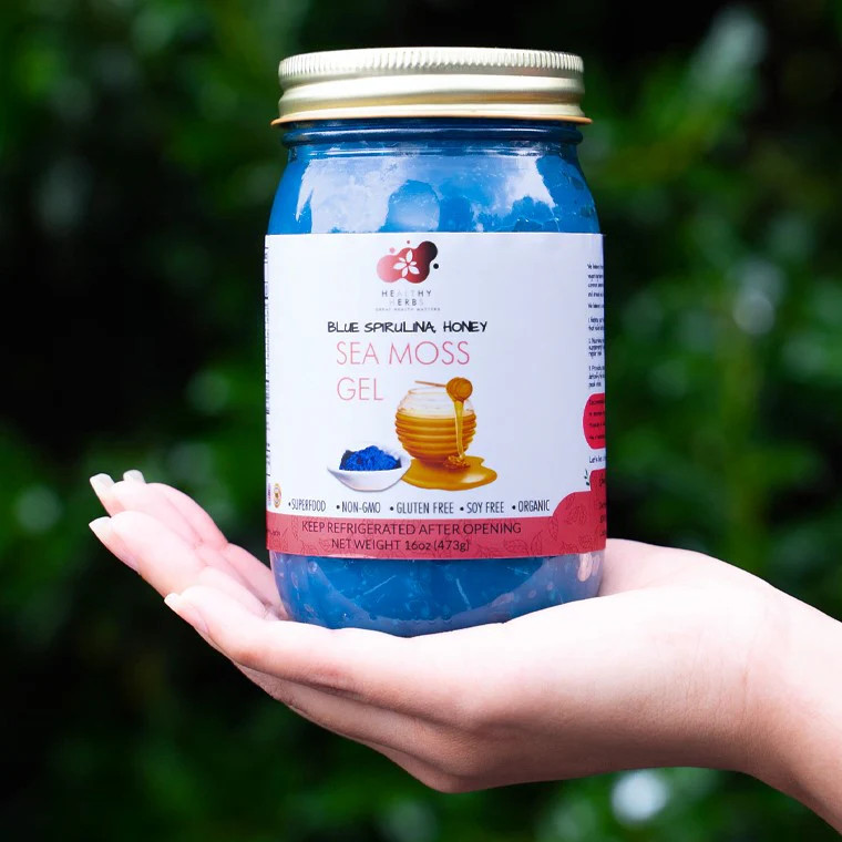 Healthy Herbs | Sea Moss Gel – Blue Spirulina and Honey (16oz)