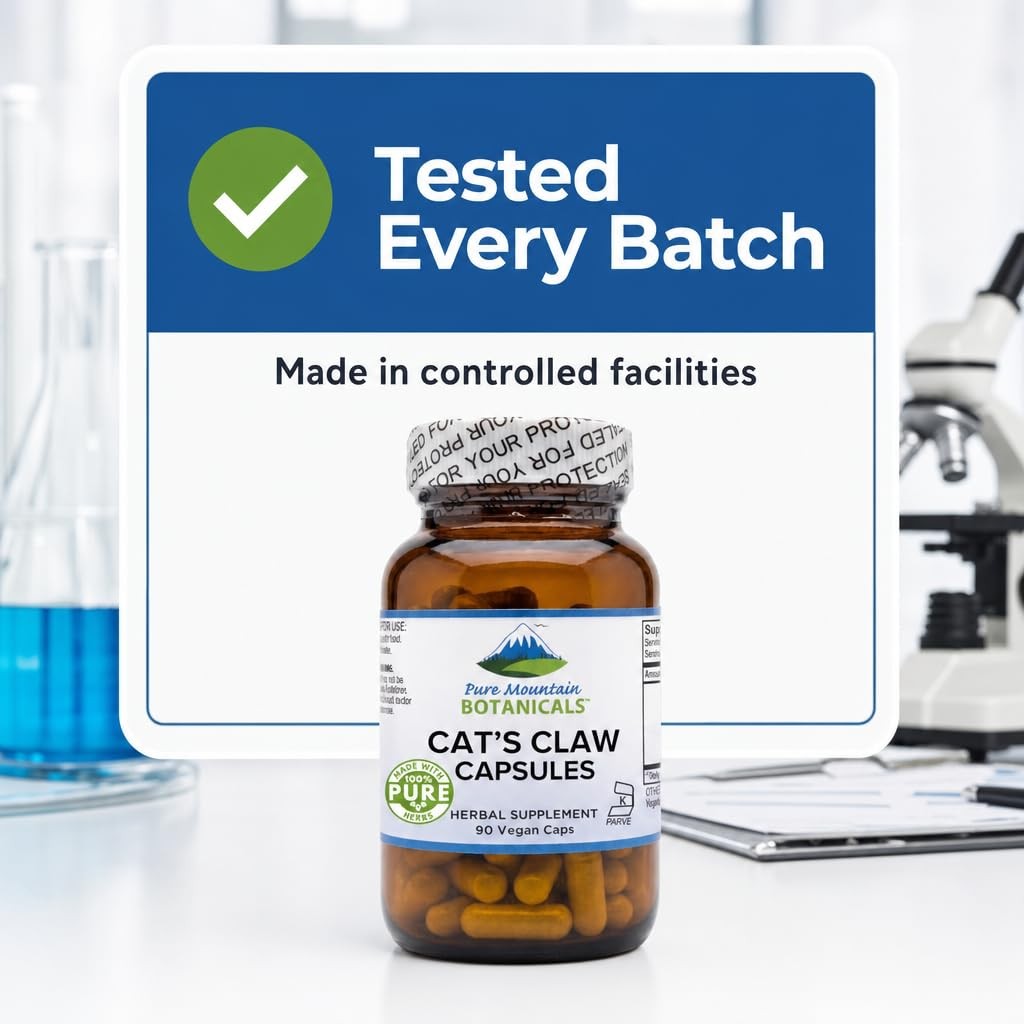 Pure Mountain Botanicals Cat’s Claw Capsules – 90 Kosher Vegan Caps with 1000mg
