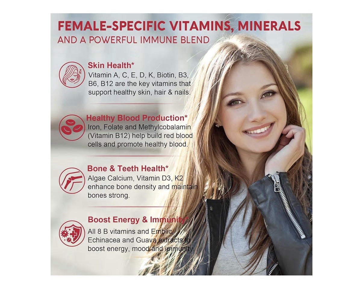 Nextdia Women’s Multivitamin Iron Calcium Inositol D3 B12 Immune Blend 60gummies