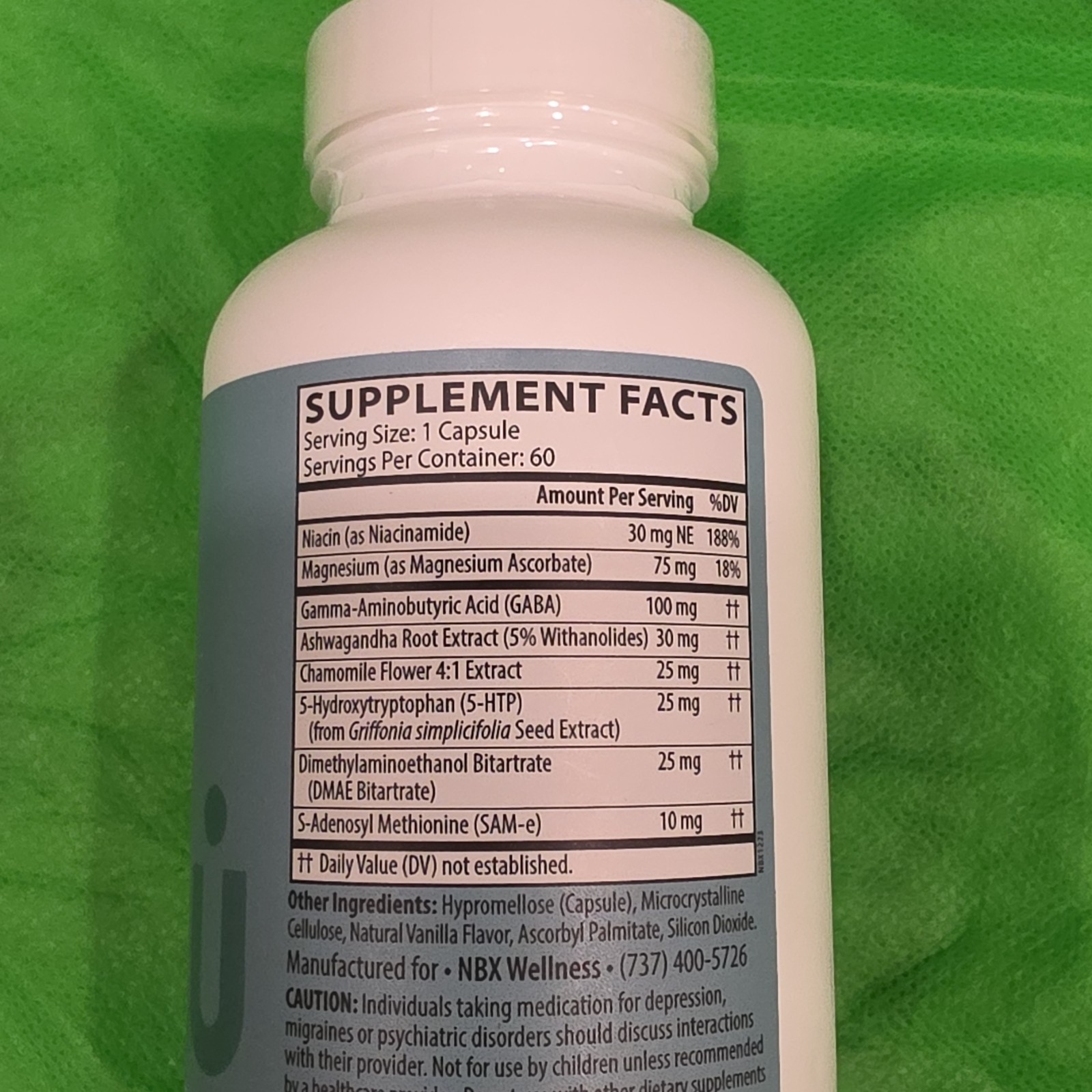 NBX Wellness Blissful Mood Stress Support 60 Capsules Gluten-Free Non-GMO