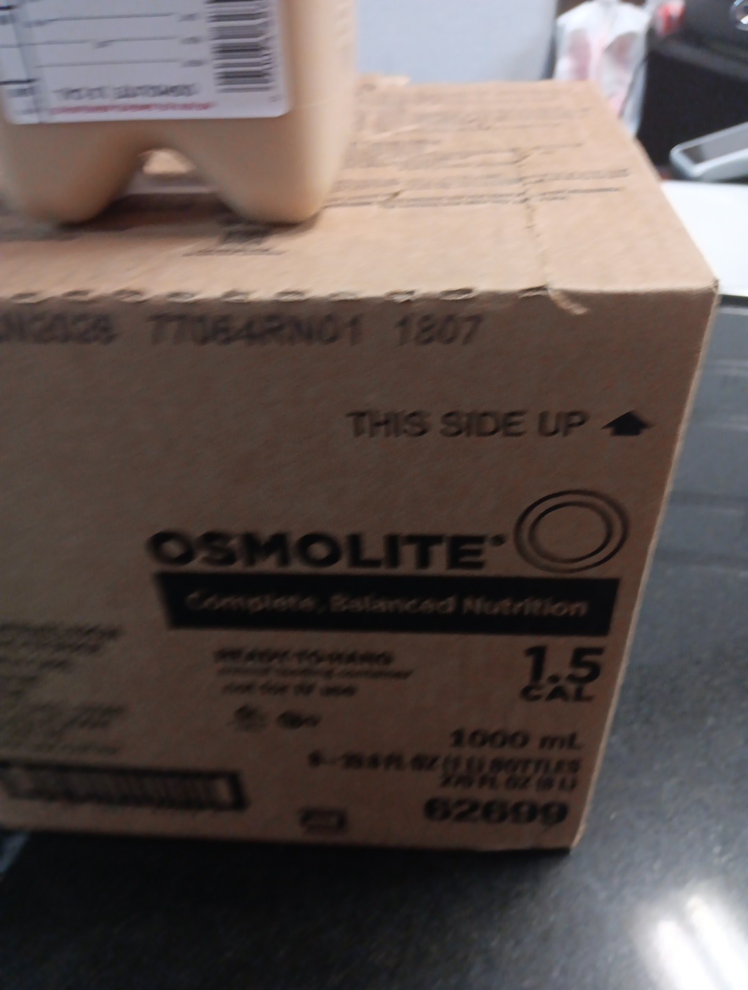 Case Of 8 Osmolite 1.5 Cal Tube Feeding Formula Adult 33.8oz Bottle ReadyHang 1