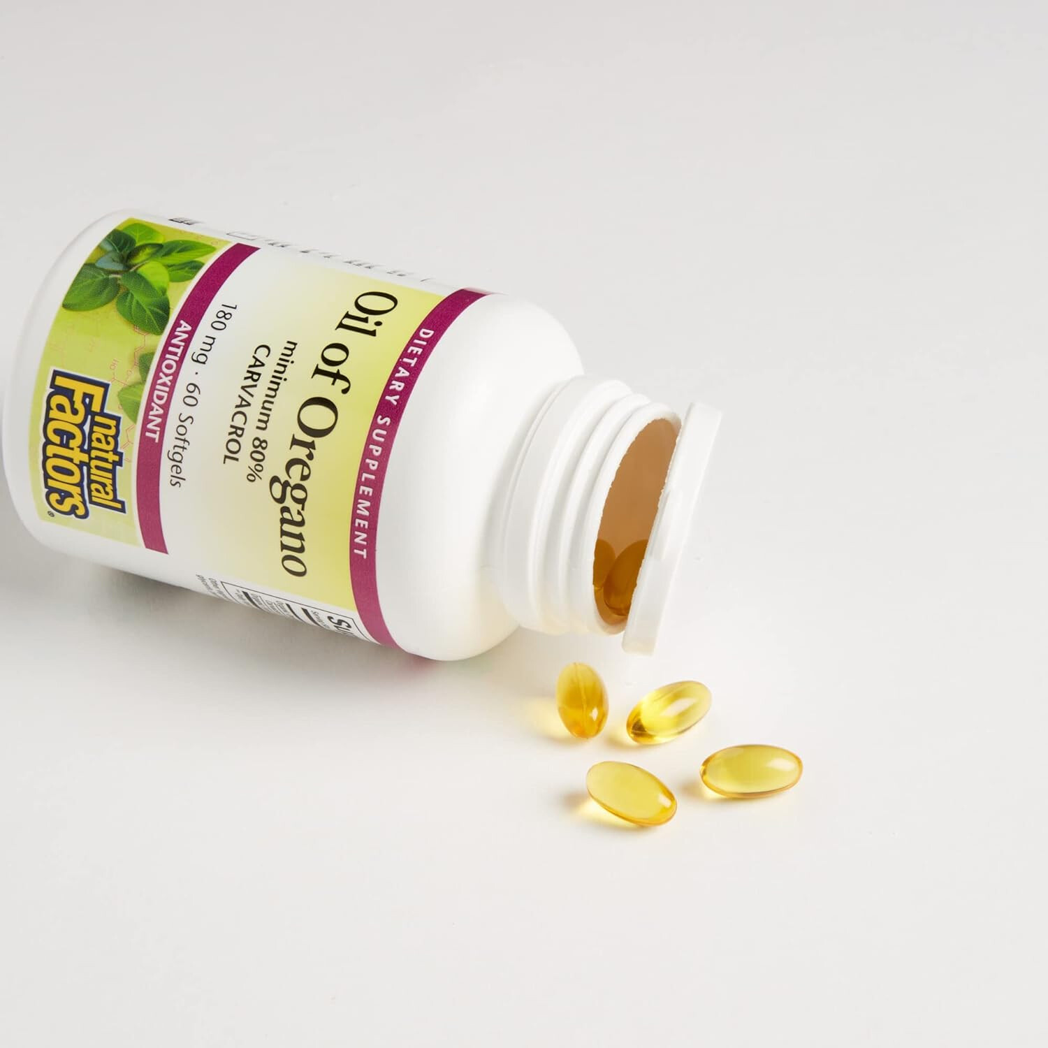 Natural Factors Oil of Oregano Minimum 80% Carvacrol 180 mg, 60 Softgels