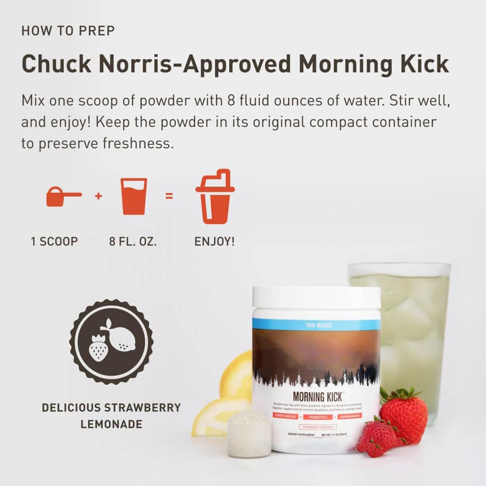 By Norris Chuck Morning Kick, Greens Superfood Powder Supplement With Ashwaganda