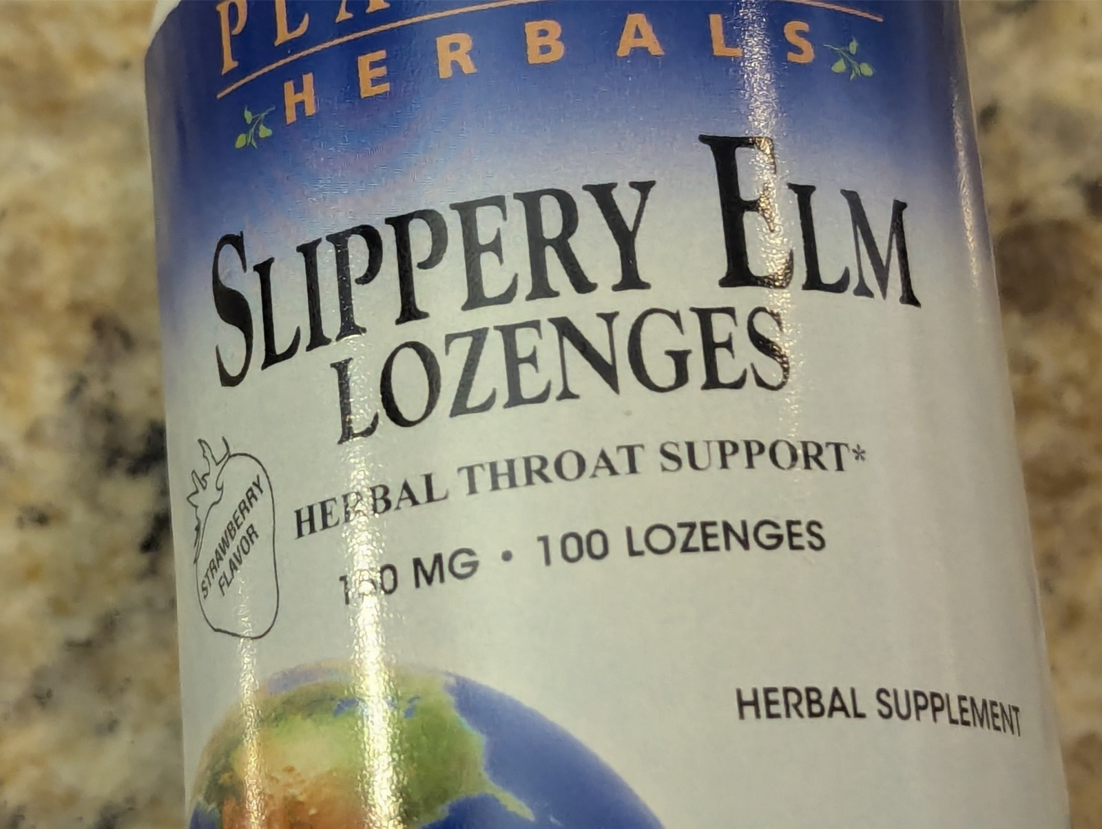 Planetary Herbals Slippery Elm Lozenges Strawberry 100 count exp: 12/2028