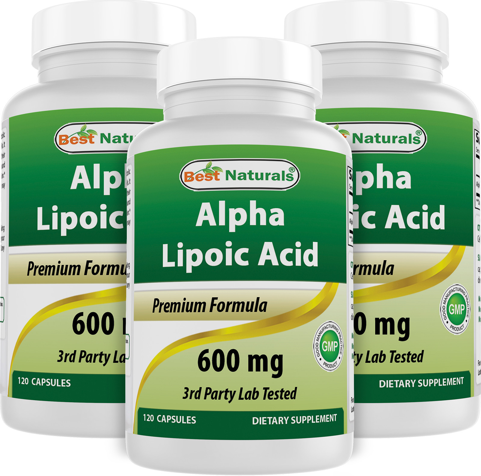 3 Pack Best Naturals alpha lipoic acid 600 mg 120 Count – Powerful Antioxidant