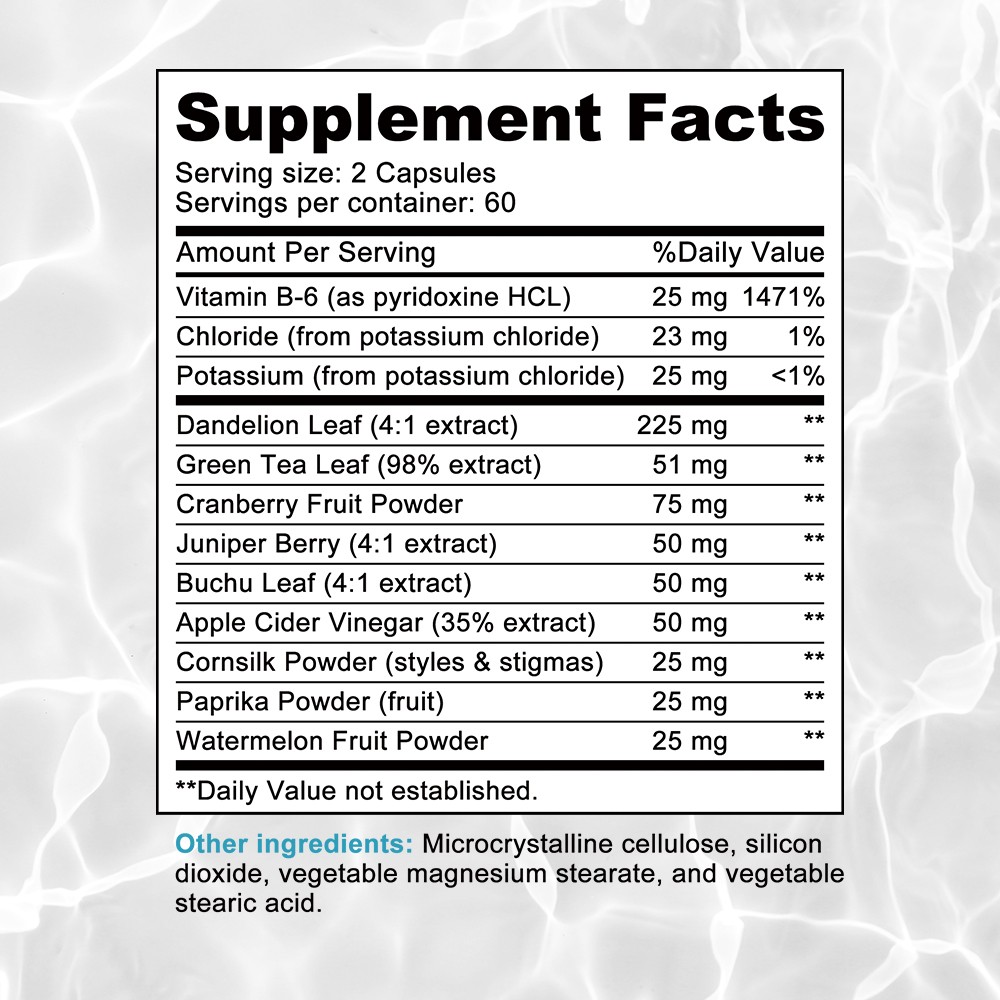 Water Flush Pills – 12-in-1 Formula to Reduce Bloating, Swelling 30/60/120 Caps